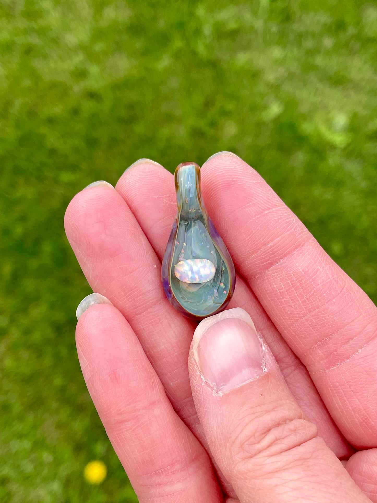 Handmade Beautiful Opal Necklace, Small Glass Pendant, Gemstone Jewelry, Mystical Pendant, Unique Birthday Gift, Mothers Day Gift for Her