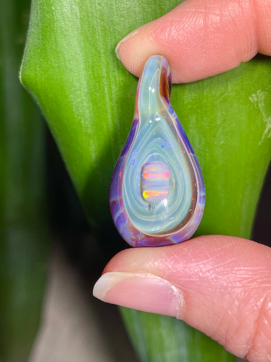 Handmade Beautiful Opal Necklace, Small Glass Pendant, Gemstone Jewelry, Mystical Pendant, Unique Birthday Gift, Mothers Day Gift for Her