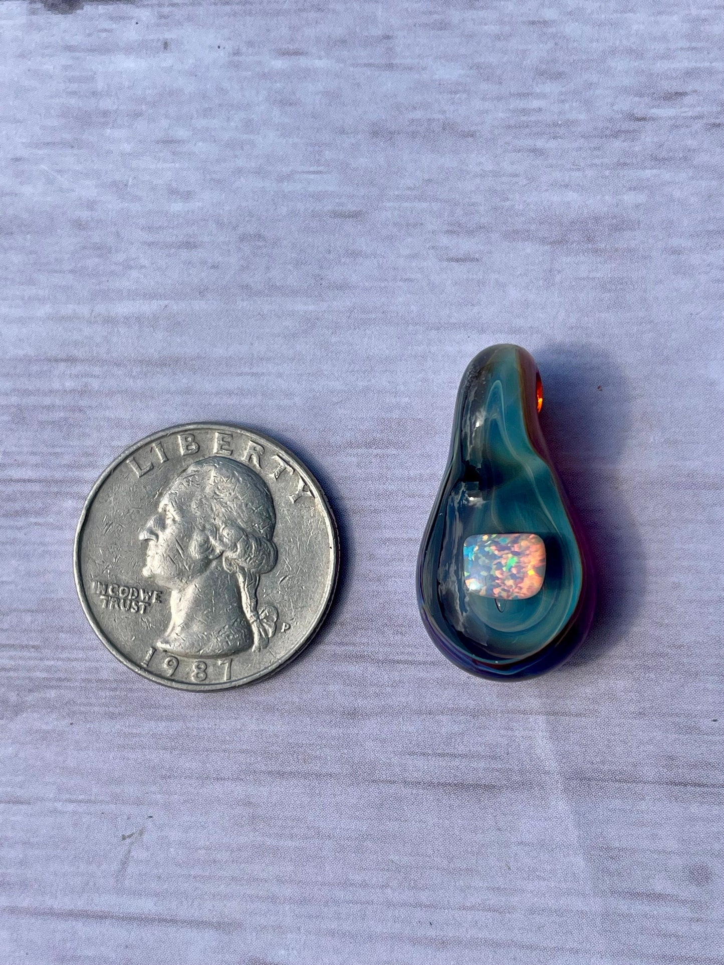 Glass Opal Pendant, Small Glass Pendant, Handmade Glass Necklace, Unique Birthday Gift Idea, Valentines Day Gift, Mothers Day Gift for her
