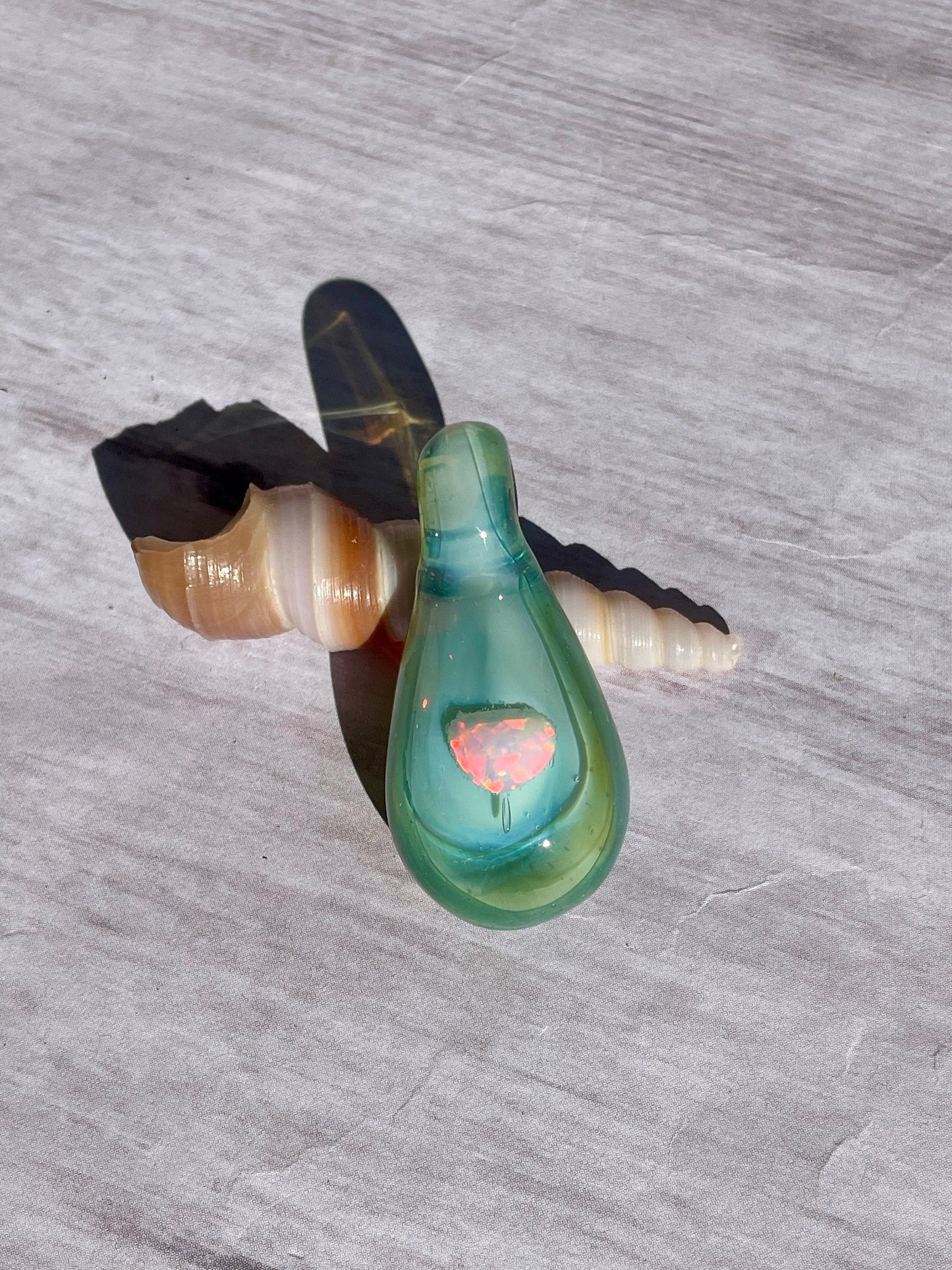 Small Glass Pendant, Glass Blown Opal Pendant, Birthday Gift Idea for her, Ocean Inspired Gift, Unique Handmade Jewelry, Mystical Necklace