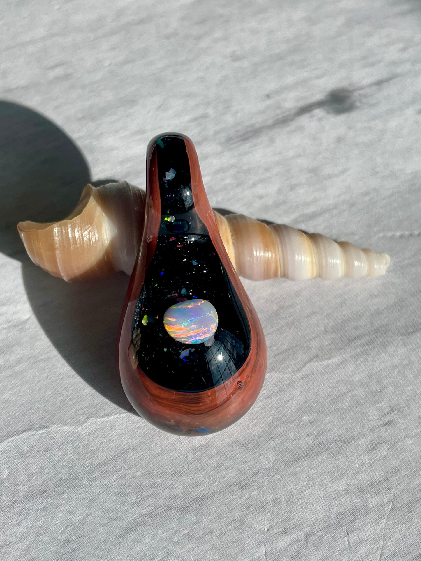 Small Glass Opal Pendant, Unique Glass Pendant, Opal Necklace, Galaxy Pendant Gift for daughter, Valentines Day Gift, Birthday Gift Idea