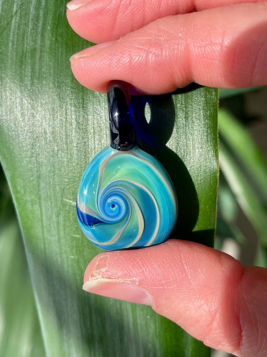 Ocean Waves Necklace for Women, Nautical Sea Glass Beach Jewelry, Blown Glass Artisan Pendant, woman birthday gift, Ocean Inspired Gift Idea