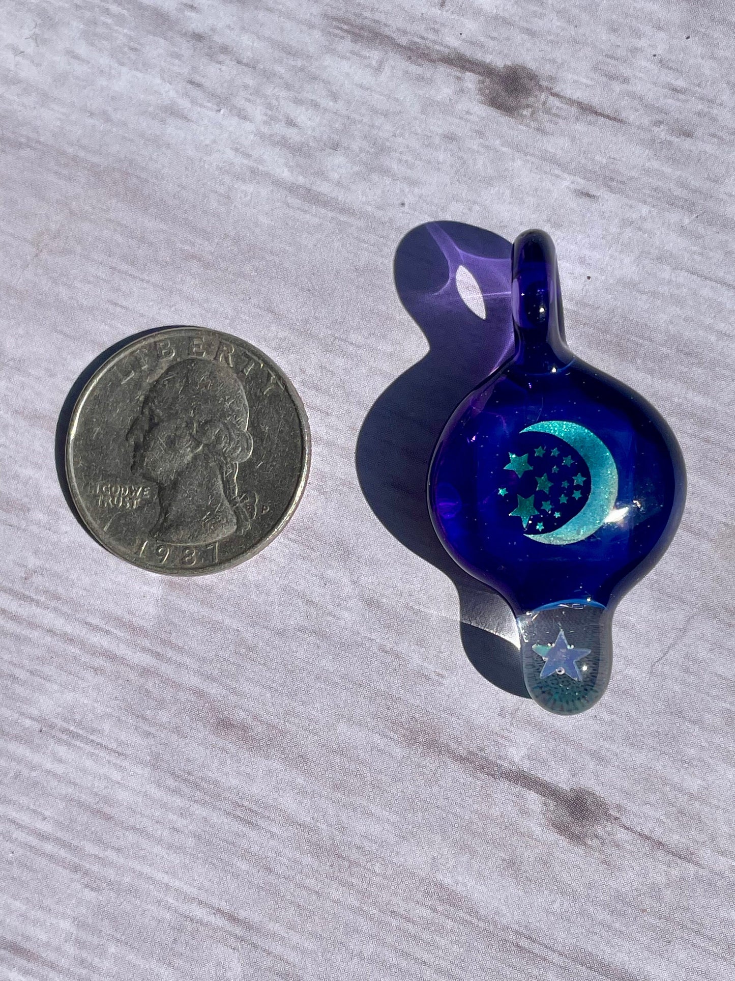 Moon and Stars Pendant Necklace, Celestial Jewelry, Blown Glass Opal Necklace, Gift for teen, best friend, stepdaughter, Valentines Day Gift