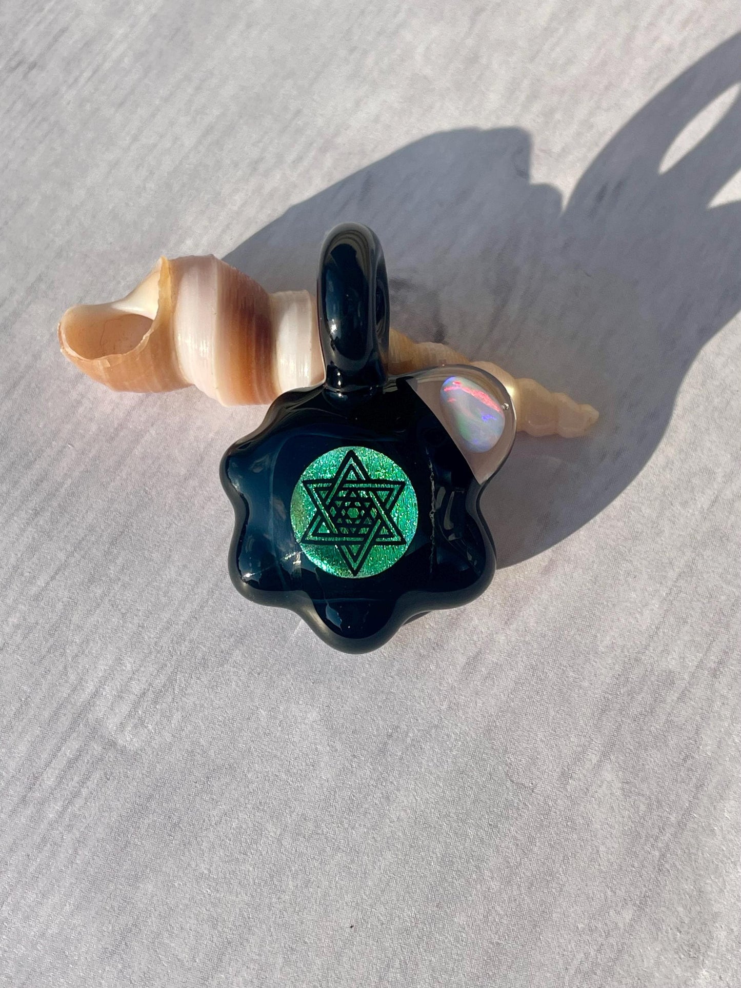 Unique Star Glass Pendant, Star of David Necklace, Six Pointed Star Pendant for him, Dichro Opal Pendant, Unique Birthday Gift Idea for him