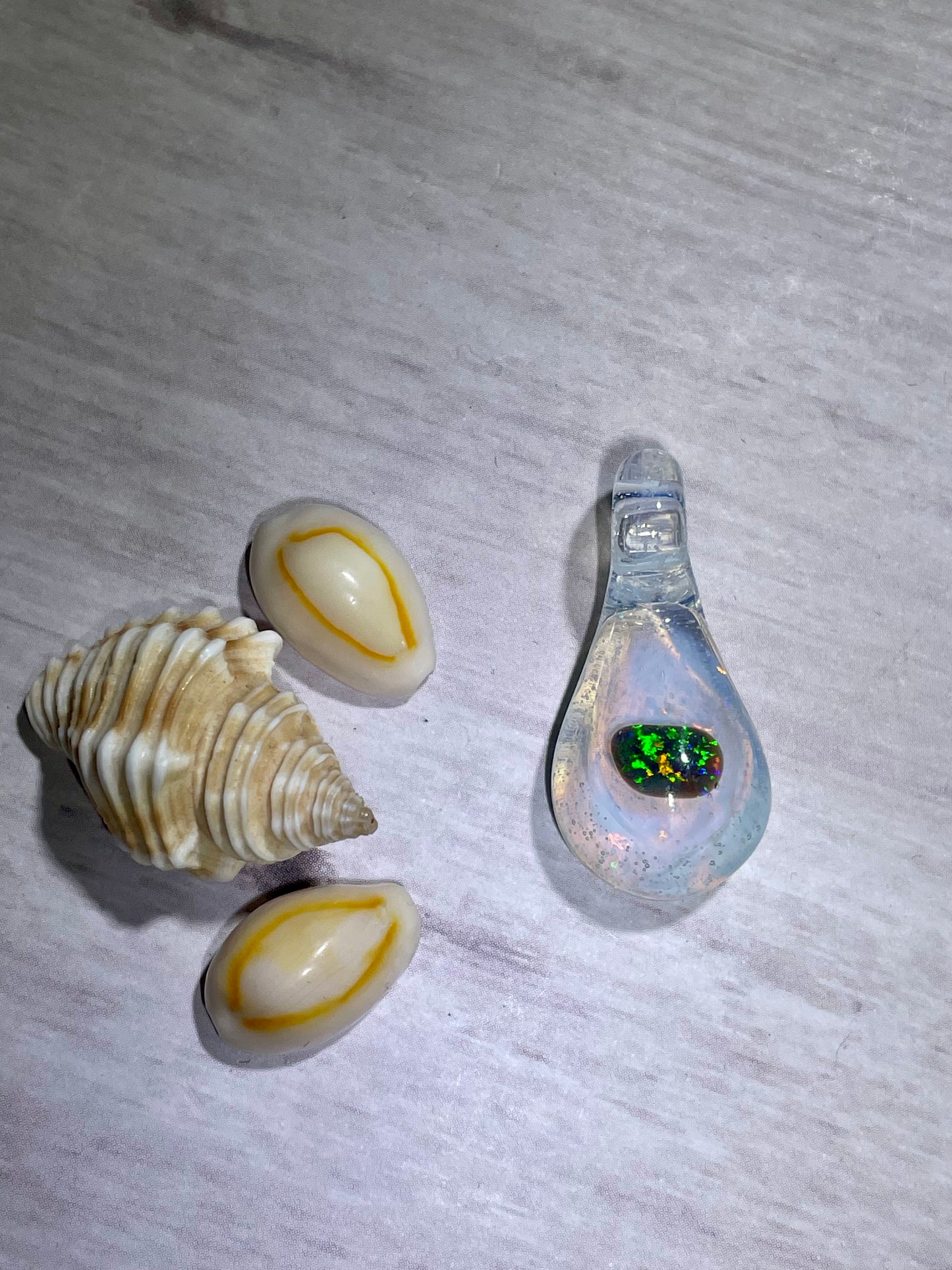 Handmade Glass Blown Opal Pendant, Mystical Opal Necklace, Gemstone Jewelry, Pendant Necklace, Birthday Gift, Mothers Day Gift, Easter Gift