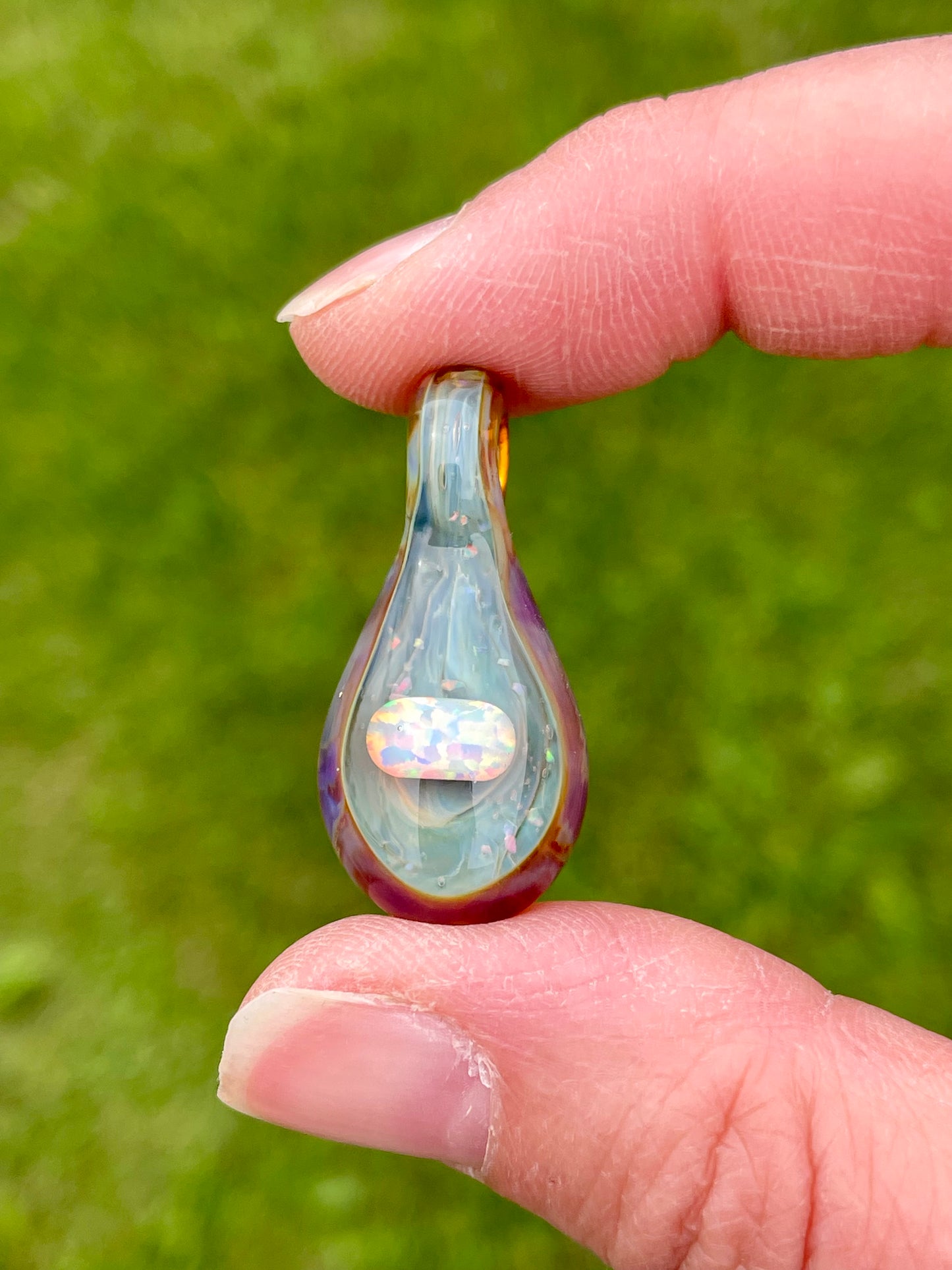 Handmade Beautiful Opal Necklace, Small Glass Pendant, Gemstone Jewelry, Mystical Pendant, Unique Birthday Gift, Mothers Day Gift for Her