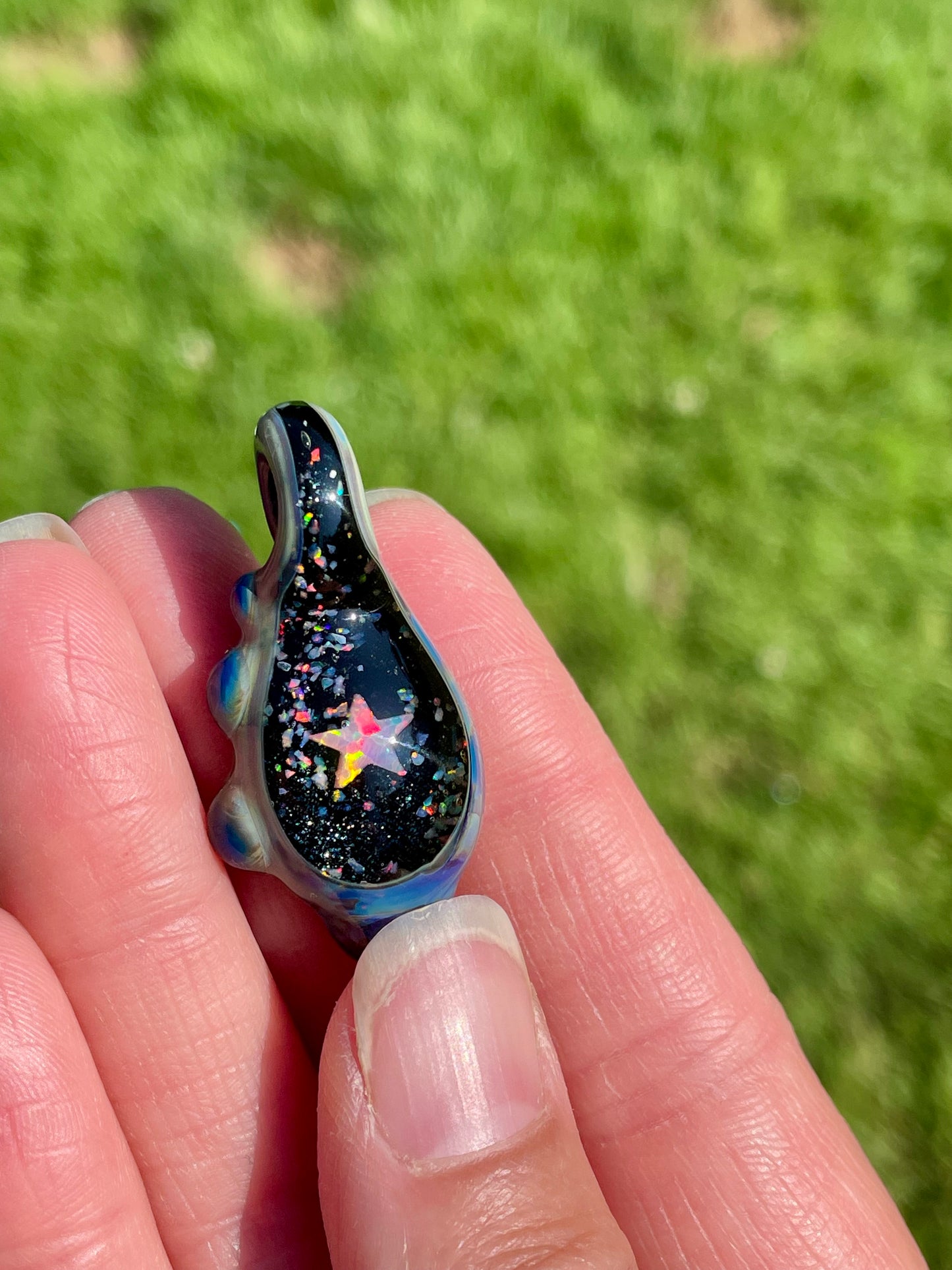 Star Pendant Necklace, Small Glass Pendant, Night Sky Pendant, Northern Lights Space Pendant, Star Necklace, Unique Hanukkah Gift Ideas