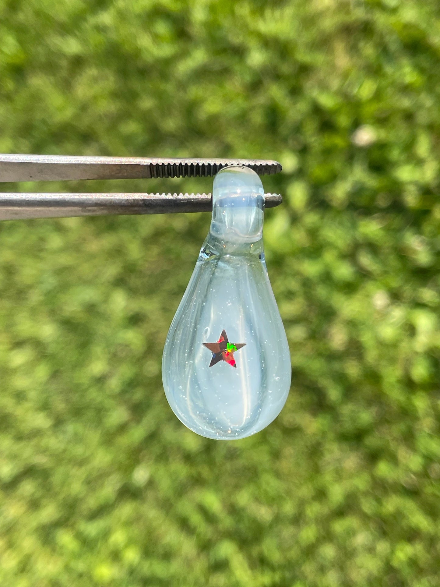 Glass Blown Star Opal Pendant, Enchanting Gray Opal Necklace, October Birthstone, Unique Birthday Gift, Star Necklace, Gift for Graduate