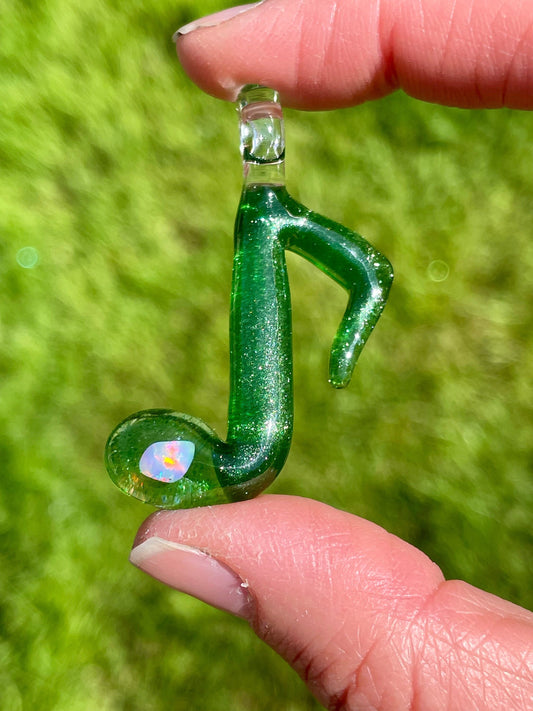 Glass Music Note Pendant, Opal Necklace for Her, Simple Music Jewelry, October Birthstone, Anniversary Gift, Valentines Day Gift for Wife