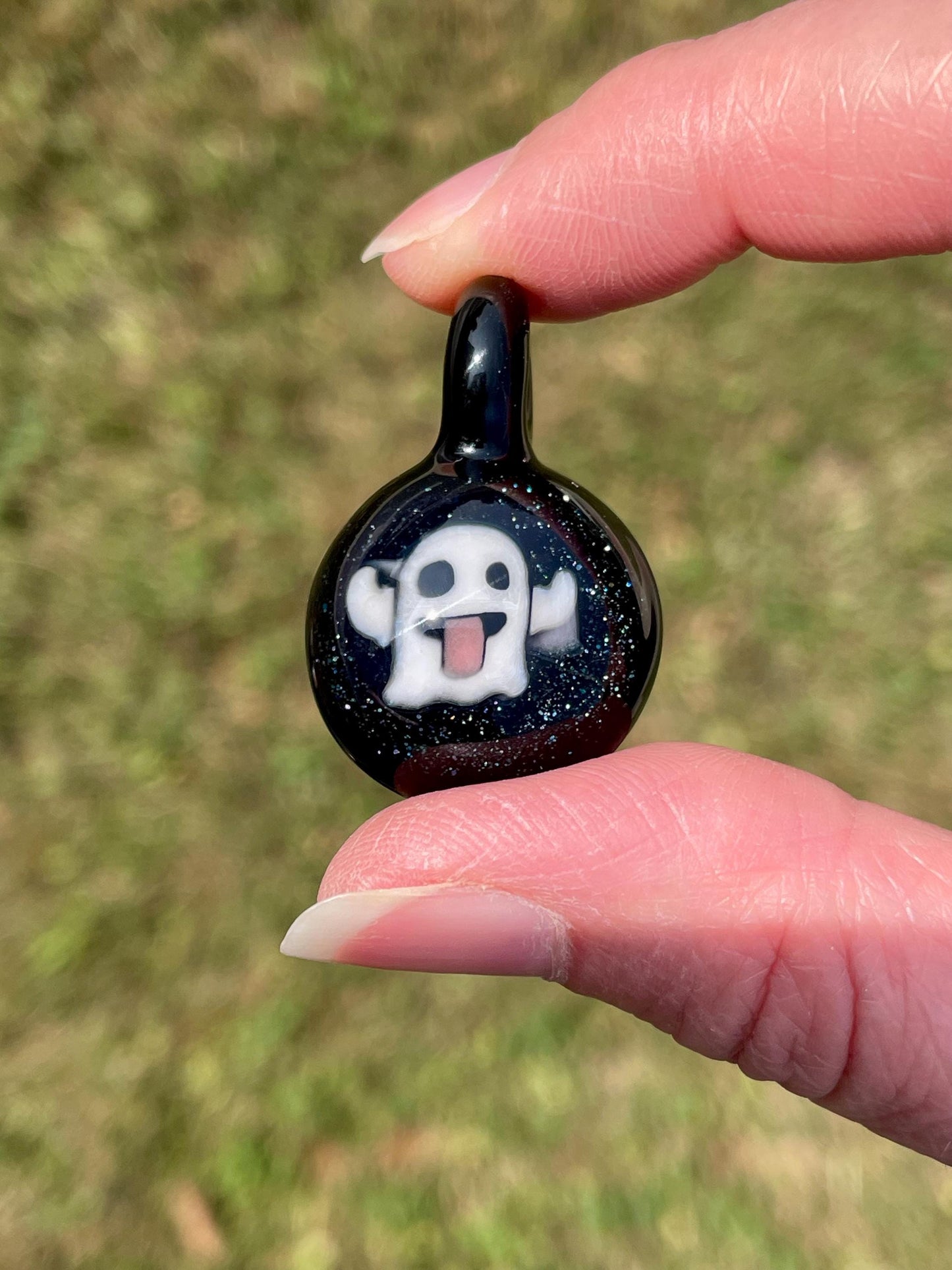 Ghost Necklace, Ghost Jewelry for her, Blown Glass Ghost Pendant, Gothic Jewelry, Ghost Gift for brother, Ghost Lover Halloween gift ideas
