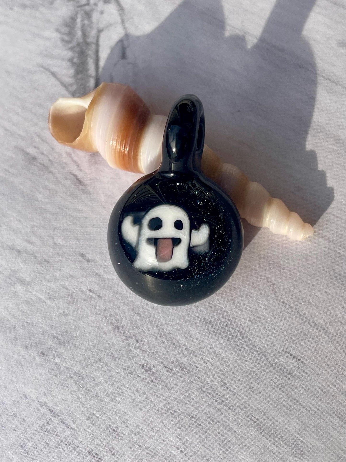 Ghost Necklace, Ghost Jewelry for her, Blown Glass Ghost Pendant, Gothic Jewelry, Ghost Gift for brother, Ghost Lover Halloween gift ideas