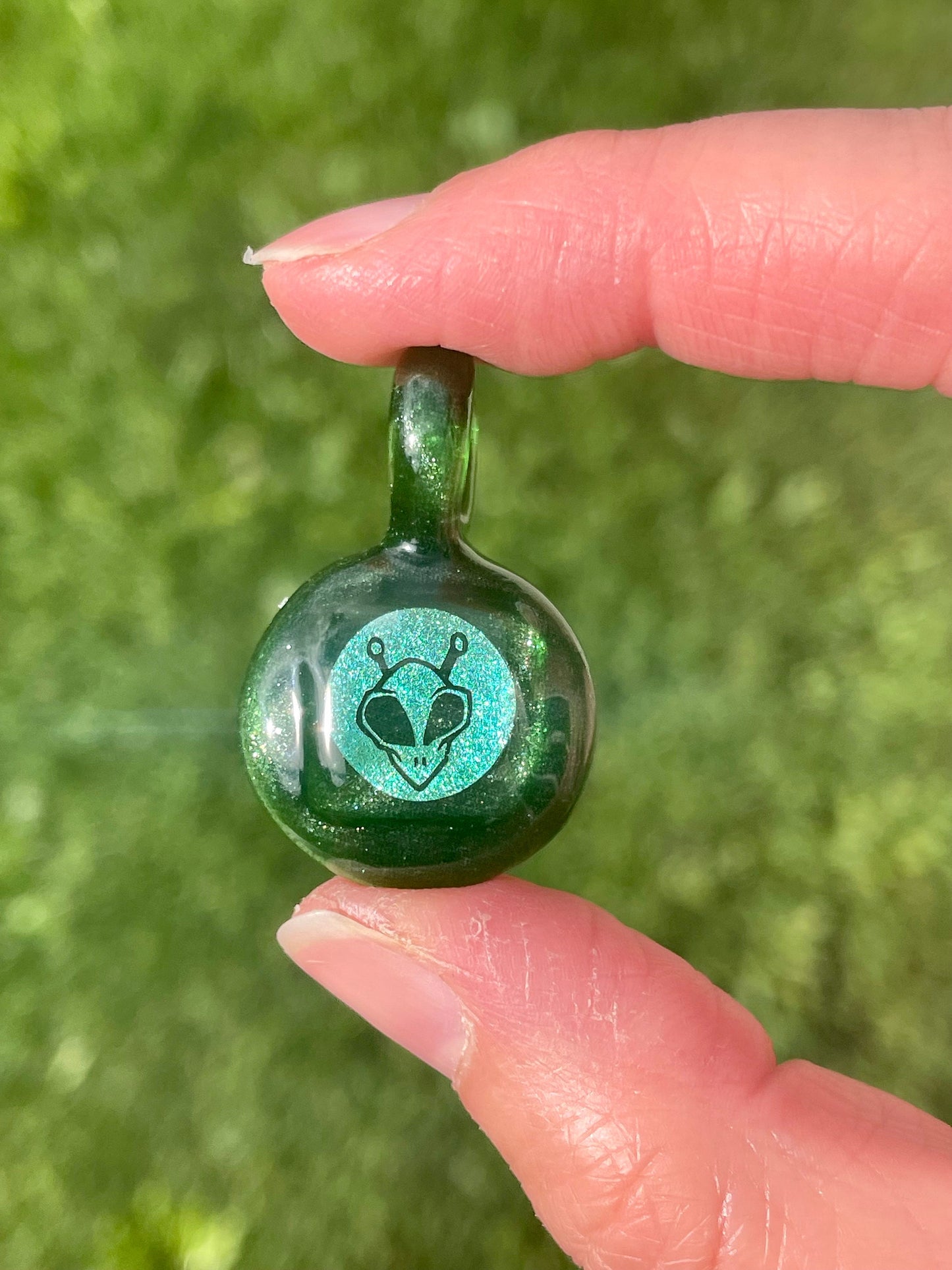 Unique Alien Necklace, Small Glass Pendant, Alien Jewelry, Boro Glass Jewelry, Green Alien Lover Birthday Gift Ideas, Extraterrestrial Gift