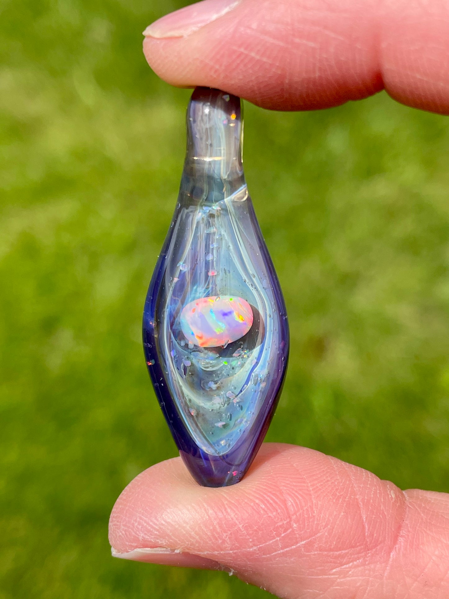 Handmade Beautiful Opal Necklace, Small Glass Pendant, Gemstone Jewelry, Mystical Pendant for her, Unique Birthday Gift, Gift for Graduate