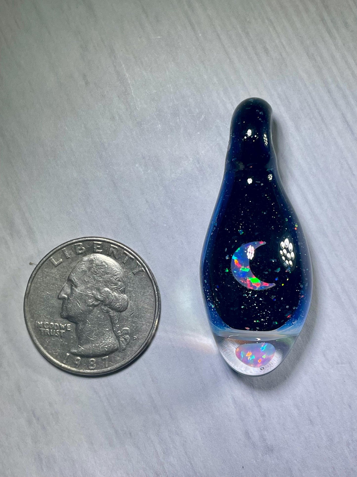 Glass Opal Pendant, Heady Glass Space Pendant, Moon Opal Necklace, Birthday Gift for Moon Lover, Valentines Day Gift Idea, Gift for Graduate