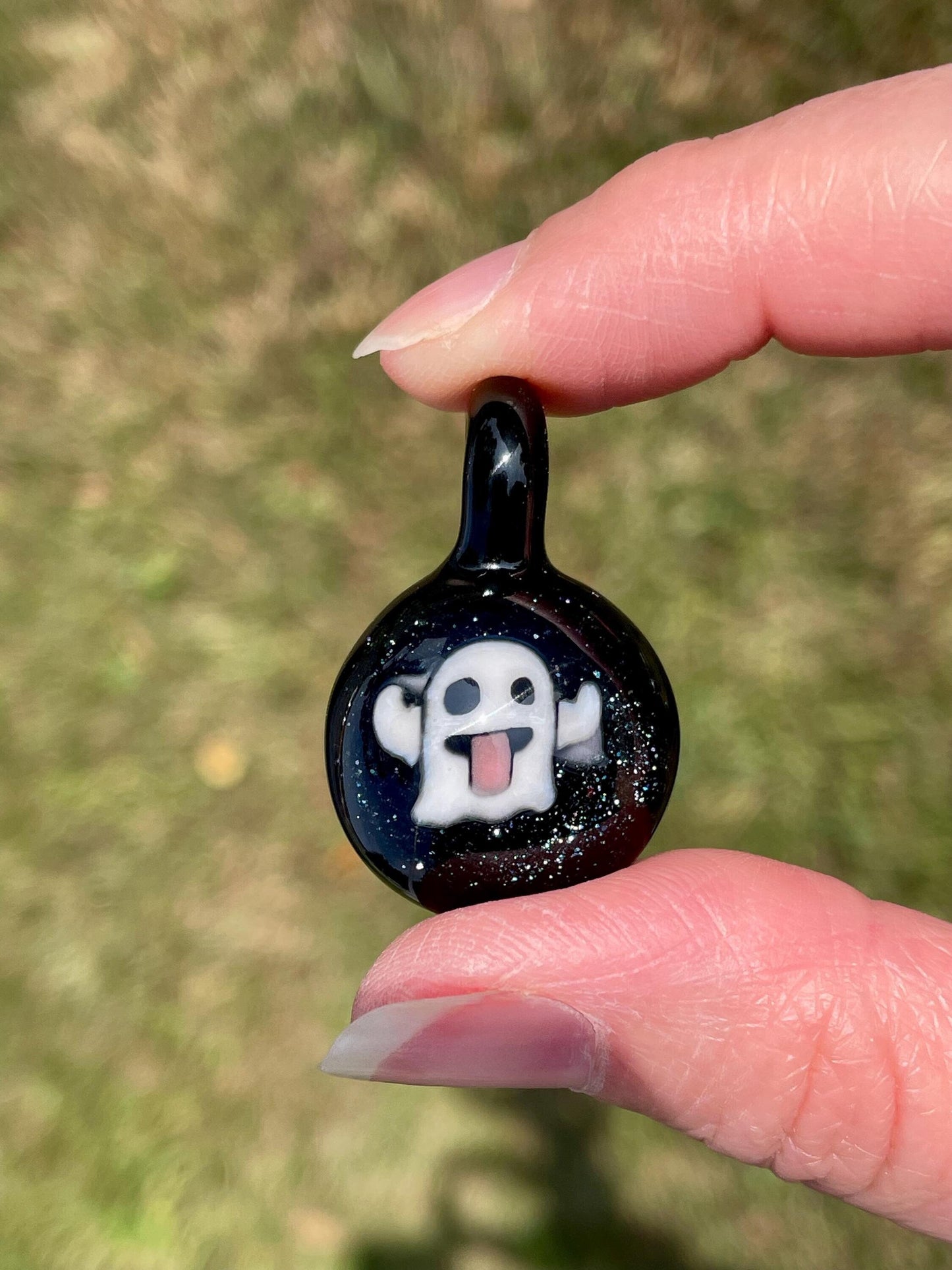 Ghost Necklace, Ghost Jewelry for her, Blown Glass Ghost Pendant, Gothic Jewelry, Ghost Gift for brother, Ghost Lover Halloween gift ideas