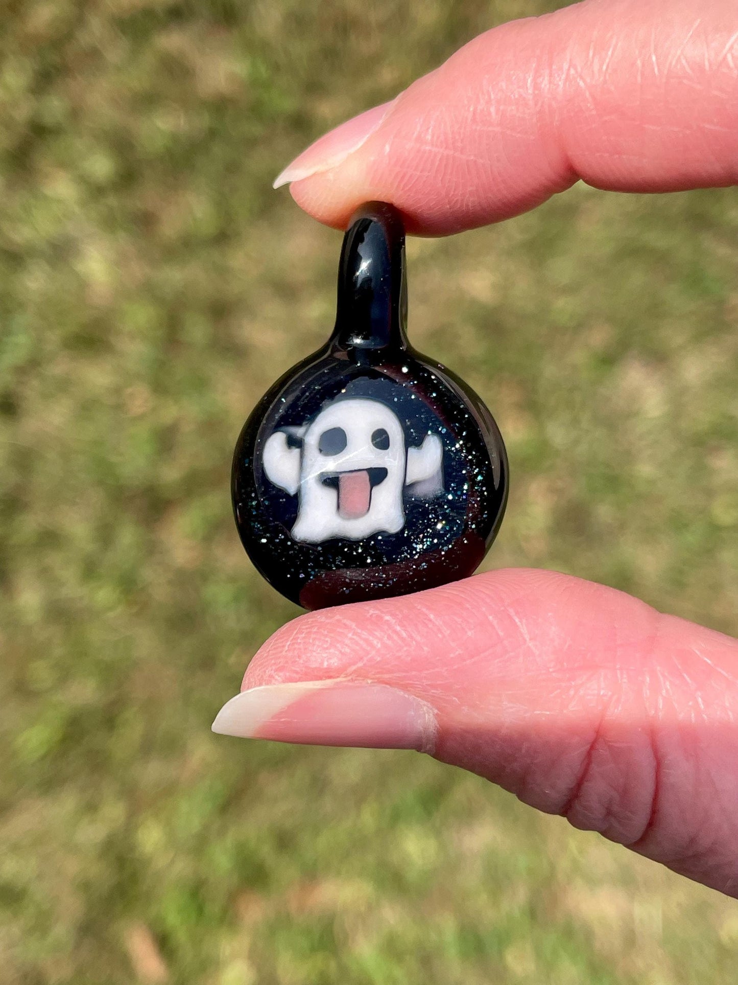 Ghost Necklace, Ghost Jewelry for her, Blown Glass Ghost Pendant, Gothic Jewelry, Ghost Gift for brother, Ghost Lover Halloween gift ideas