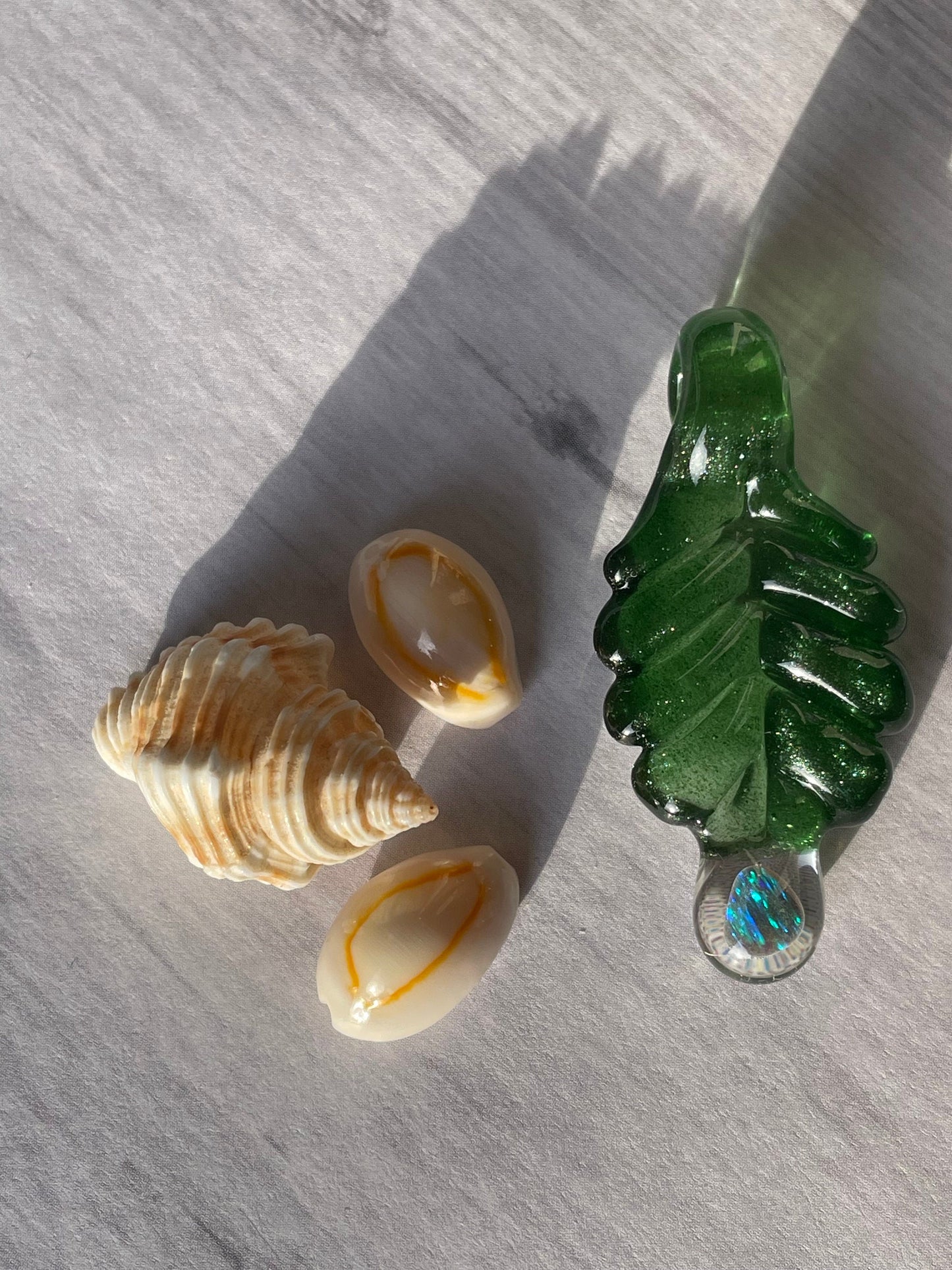 Small Glass Pendant Green Leaf Opal Necklace, birthday gift for daughter, botanical jewelry, step mom gift, jewelry for women, gardener gift