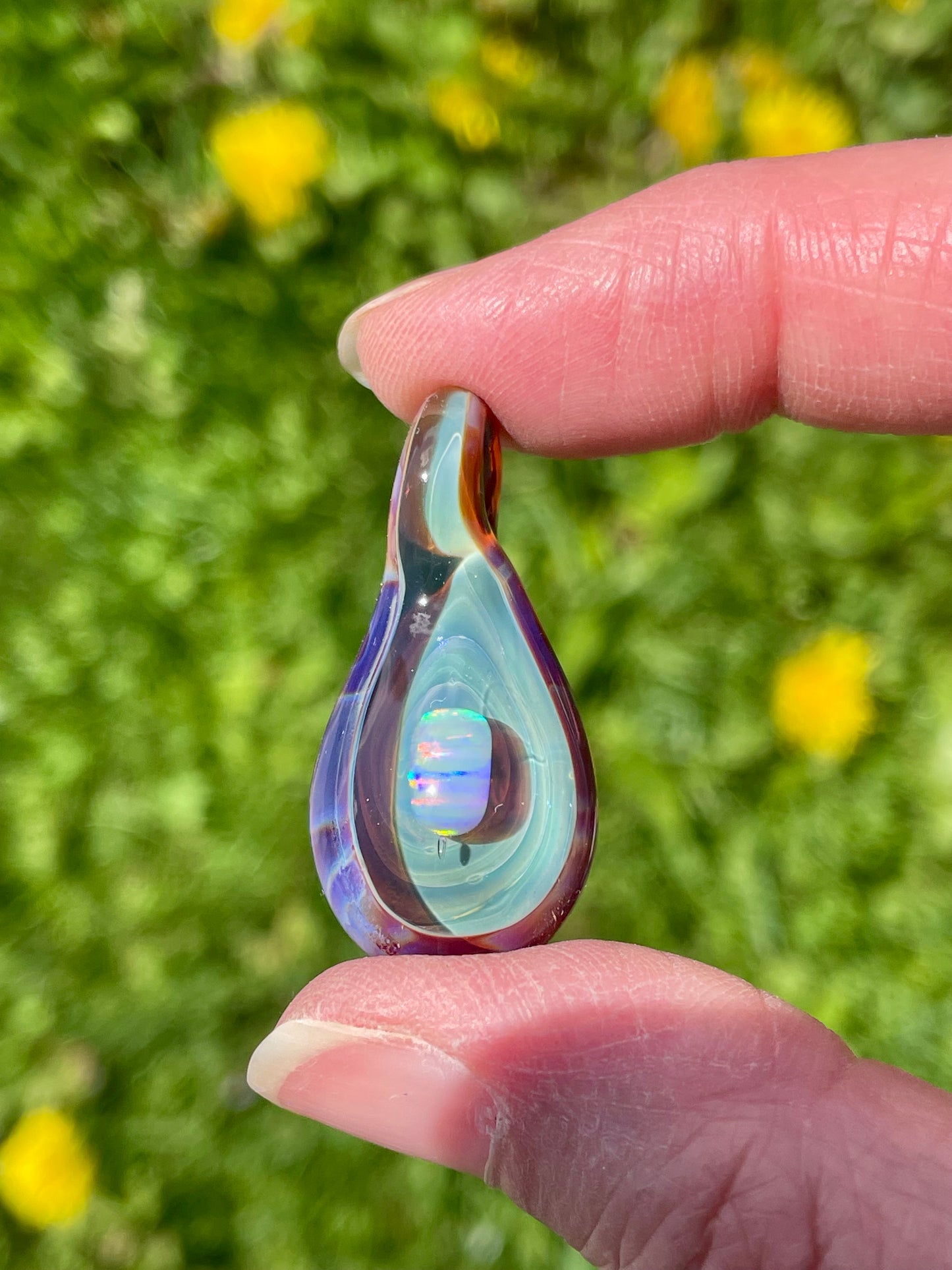 Handmade Beautiful Opal Necklace, Small Glass Pendant, Gemstone Jewelry, Mystical Pendant, Unique Birthday Gift, Mothers Day Gift for Her