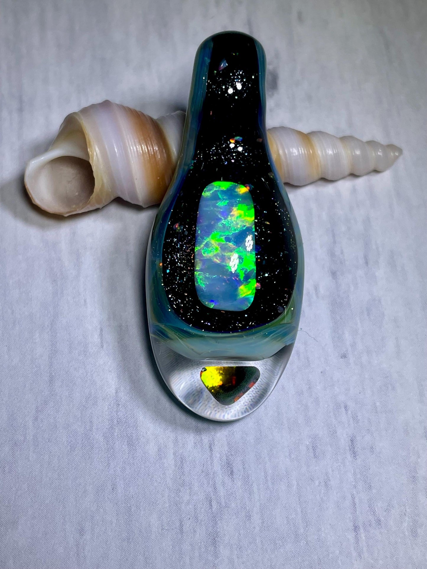 Handmade Glass Opal Pendant Necklace, Unique Anniversary Gift, Galaxy Opal Pendant, Birthday Gift for wife, Handmade Valentines Gift for Her