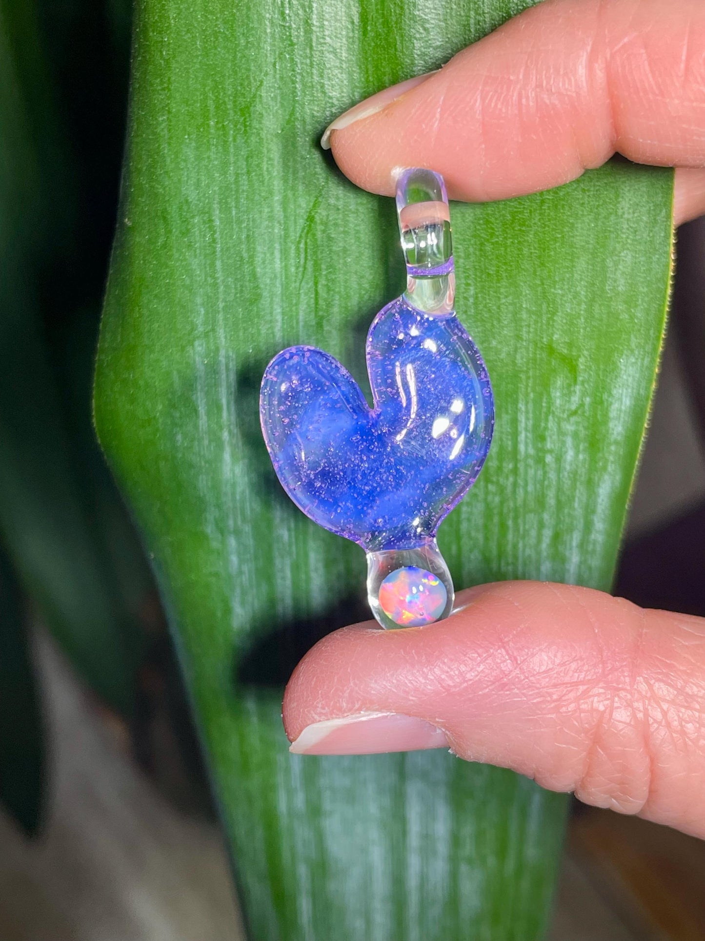 Purple Glass Heart Pendant, Unique Opal Necklace, Simple Heart Jewelry, Anniversary Gift for Wife, Unique Birthday Gift, Valentines Day Gift