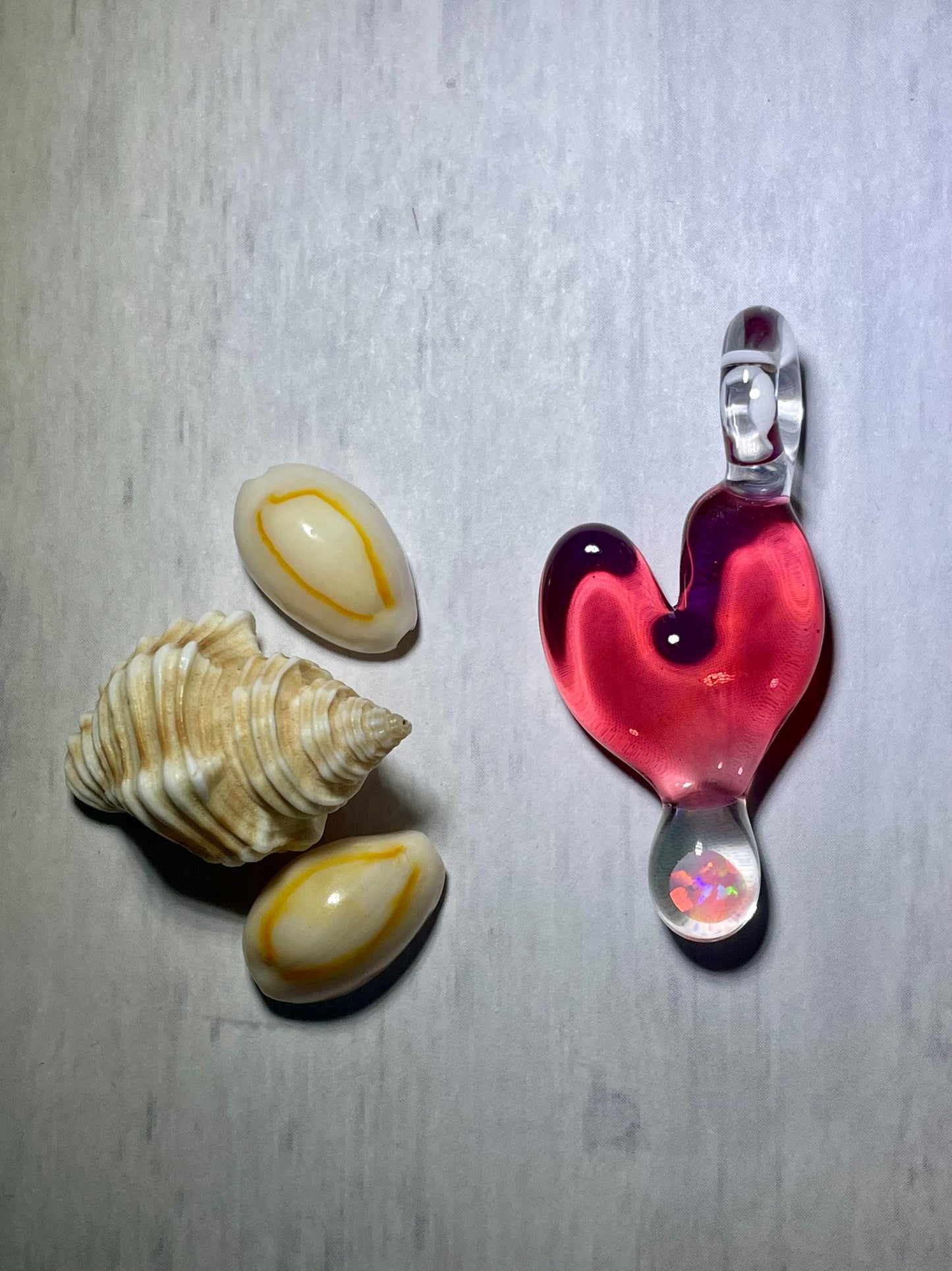 Glass Heart Pendant, Opal Necklace for Her, Simple Heart Jewelry, Anniversary Gift for Girlfriend, Pink Birthday Gift Idea, Valentines Gift