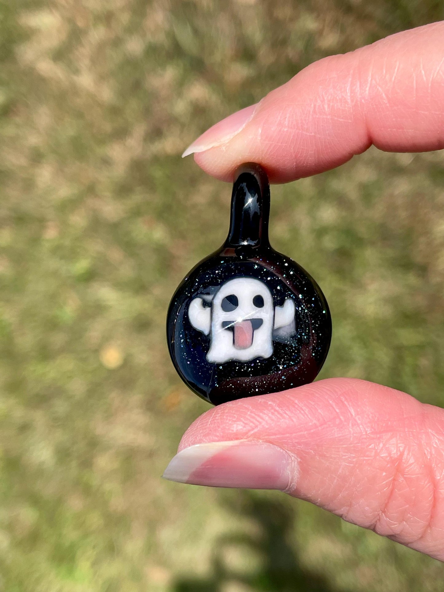 Ghost Necklace, Ghost Jewelry for her, Blown Glass Ghost Pendant, Gothic Jewelry, Ghost Gift for brother, Ghost Lover Halloween gift ideas