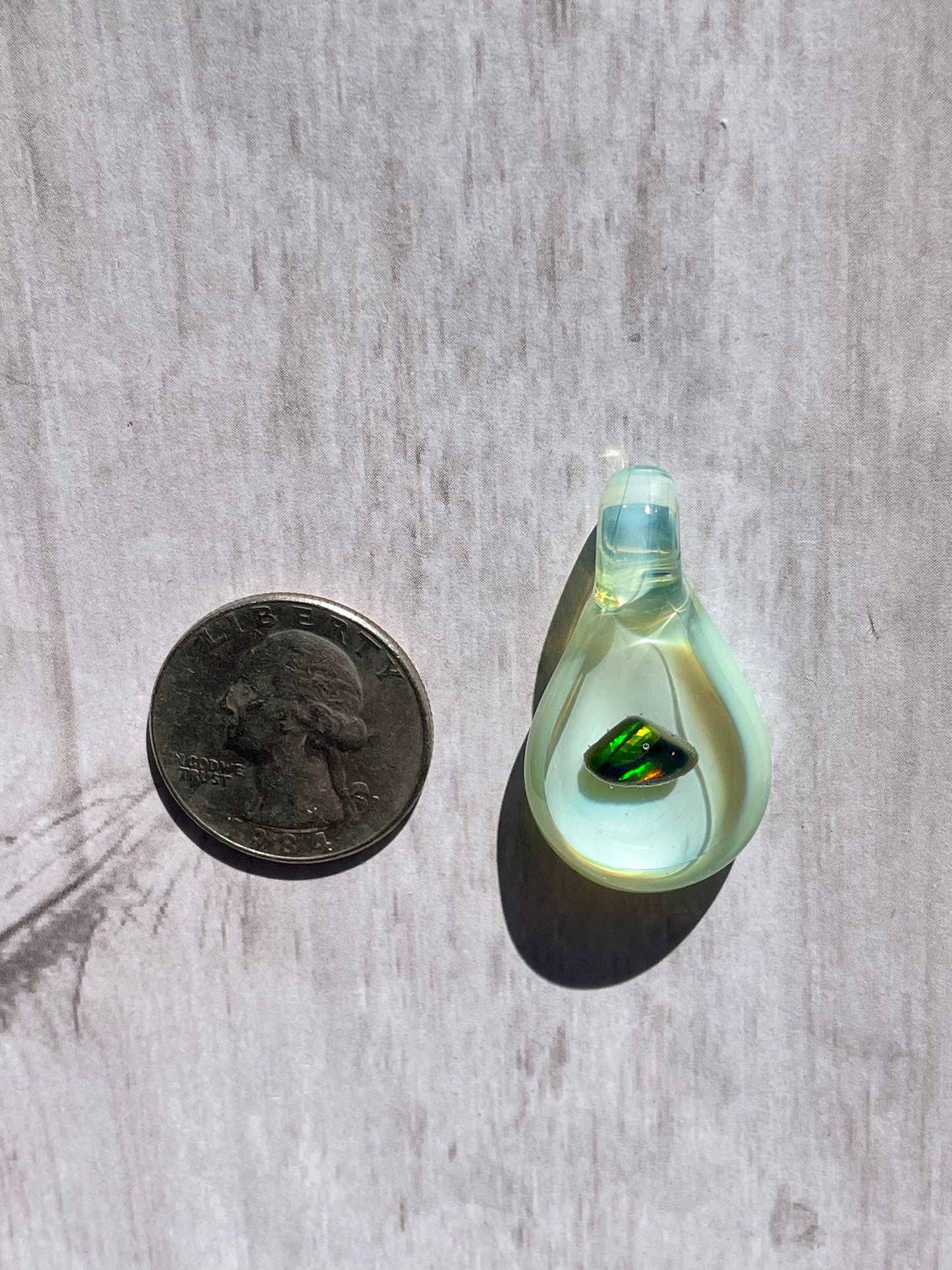 Blown Glass Pendant, Artisan Jewelry for Women, Unique Jewelry, Gift for her, Opal Necklace Charm, Opal Pendant, Handmade Pendant Necklace