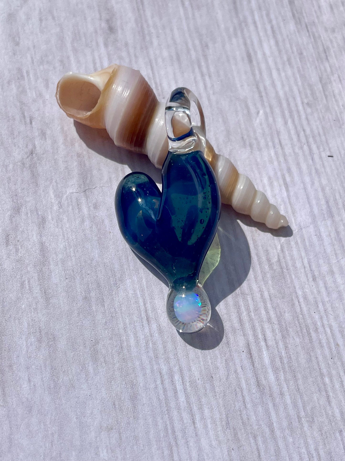 Handmade Glass Opal Pendant Necklace, Opal Necklace for Her, Simple Heart Jewelry, Valentines Gift for Wife, Anniversary Gift for Girlfriend