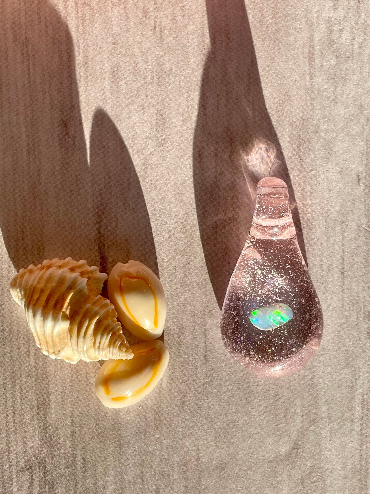 Small Glass Pendant for her, Opal Necklace for her, Pink Opal Crystal, Unique gift for sister, Grad Gift for Daughter, Valentines Day Gift
