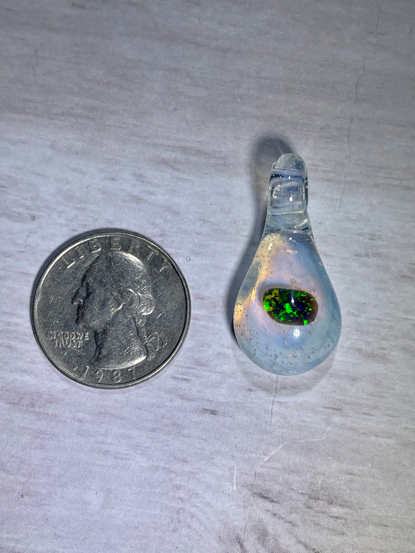 Handmade Glass Blown Opal Pendant, Mystical Opal Necklace, Gemstone Jewelry, Pendant Necklace, Birthday Gift, Mothers Day Gift, Easter Gift