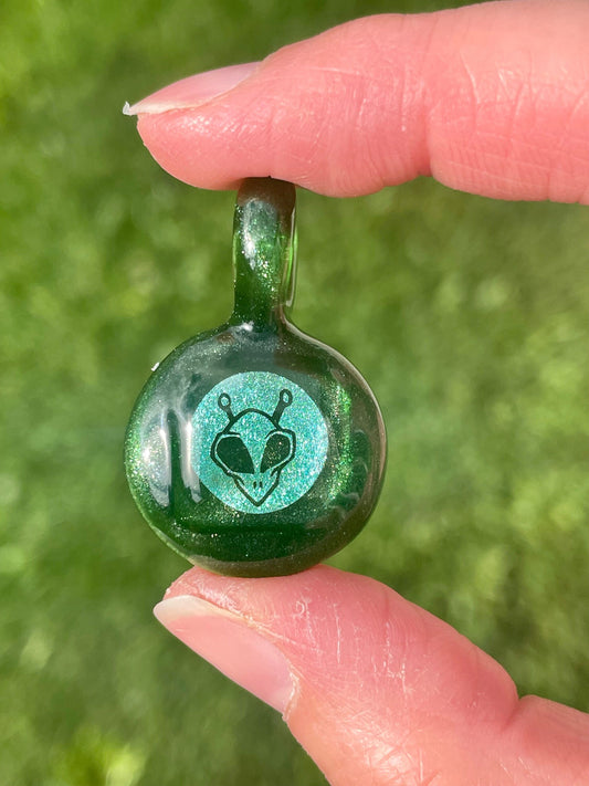 Unique Alien Necklace, Small Glass Pendant, Alien Jewelry, Boro Glass Jewelry, Green Alien Lover Birthday Gift Ideas, Extraterrestrial Gift