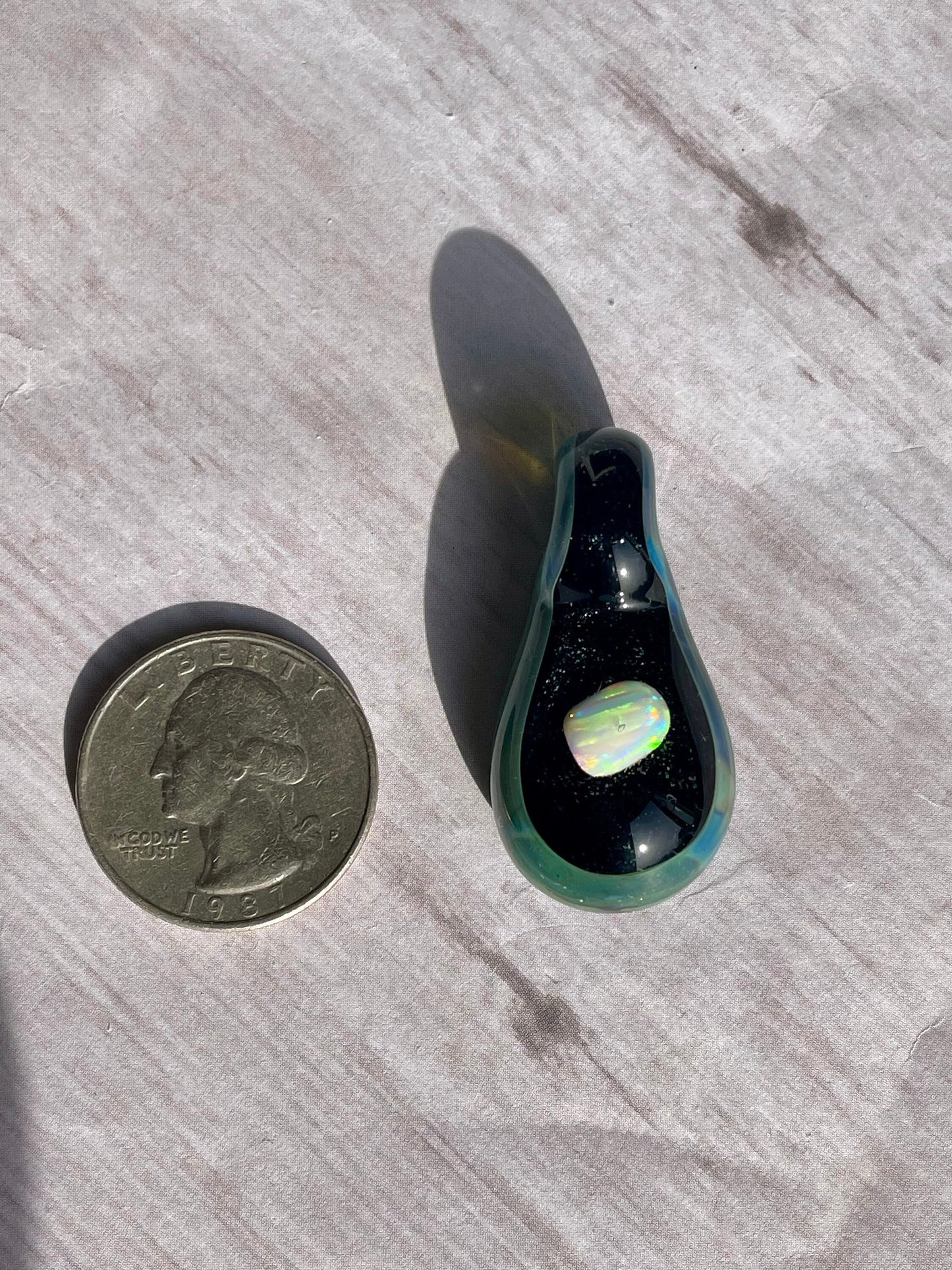 Small Glass Pendant, Glass Opal Pendant, Lampwork Focal Bead, Opal Necklace, Valentines Gift, Unique October Birthday Gift, Mystical Jewelry