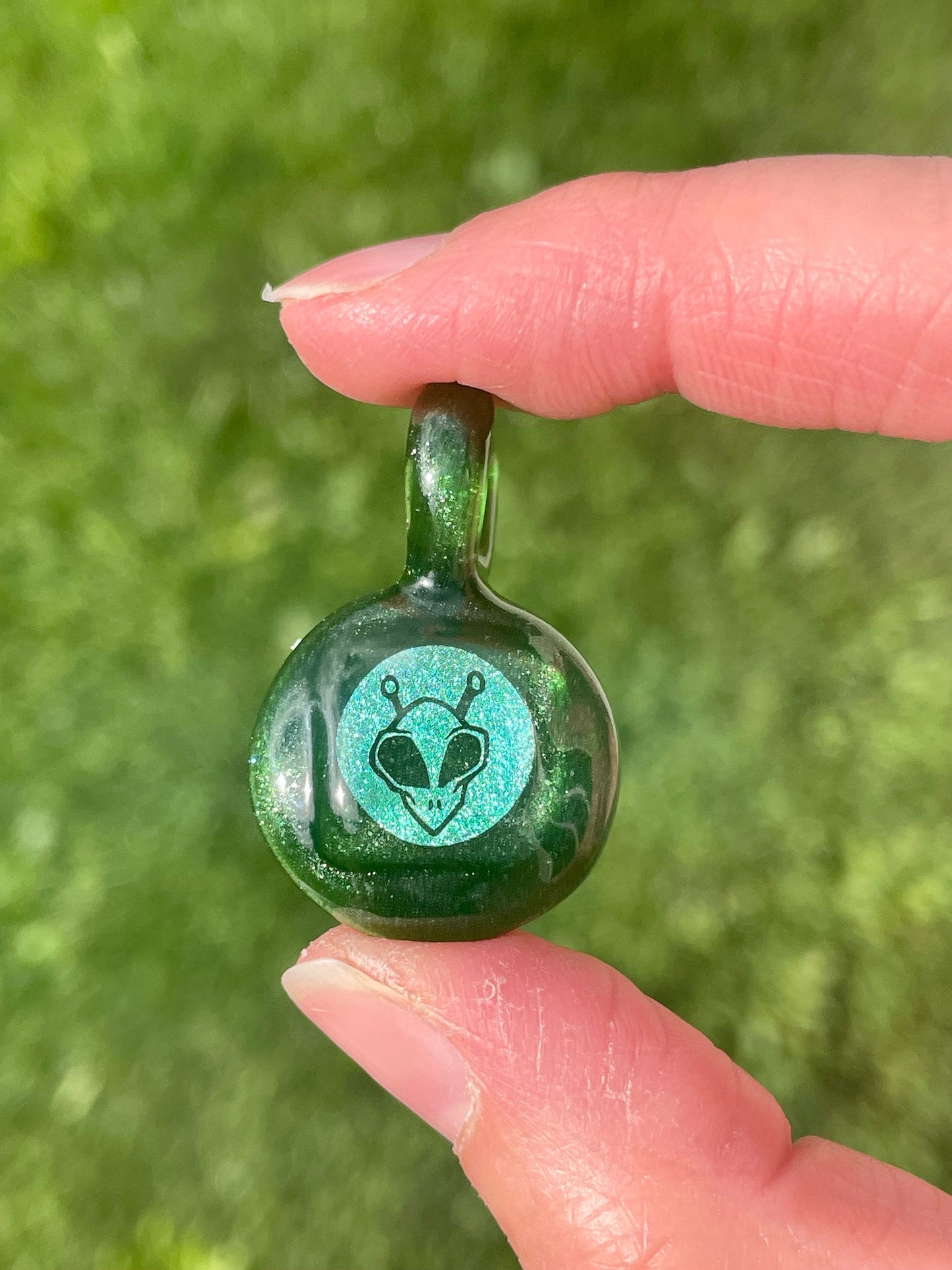 Unique Alien Necklace, Small Glass Pendant, Alien Jewelry, Boro Glass Jewelry, Green Alien Lover Birthday Gift Ideas, Extraterrestrial Gift