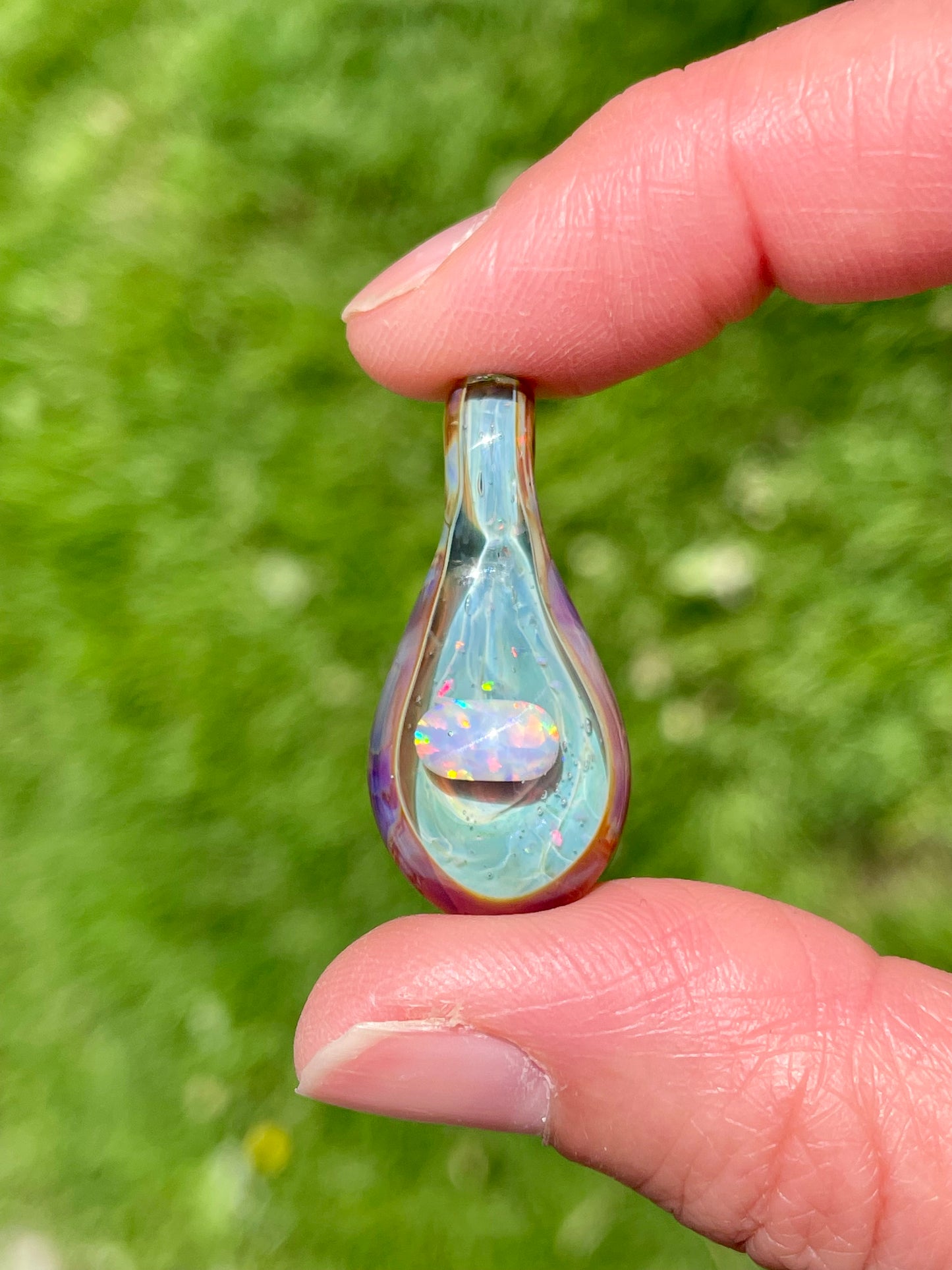 Handmade Beautiful Opal Necklace, Small Glass Pendant, Gemstone Jewelry, Mystical Pendant, Unique Birthday Gift, Mothers Day Gift for Her