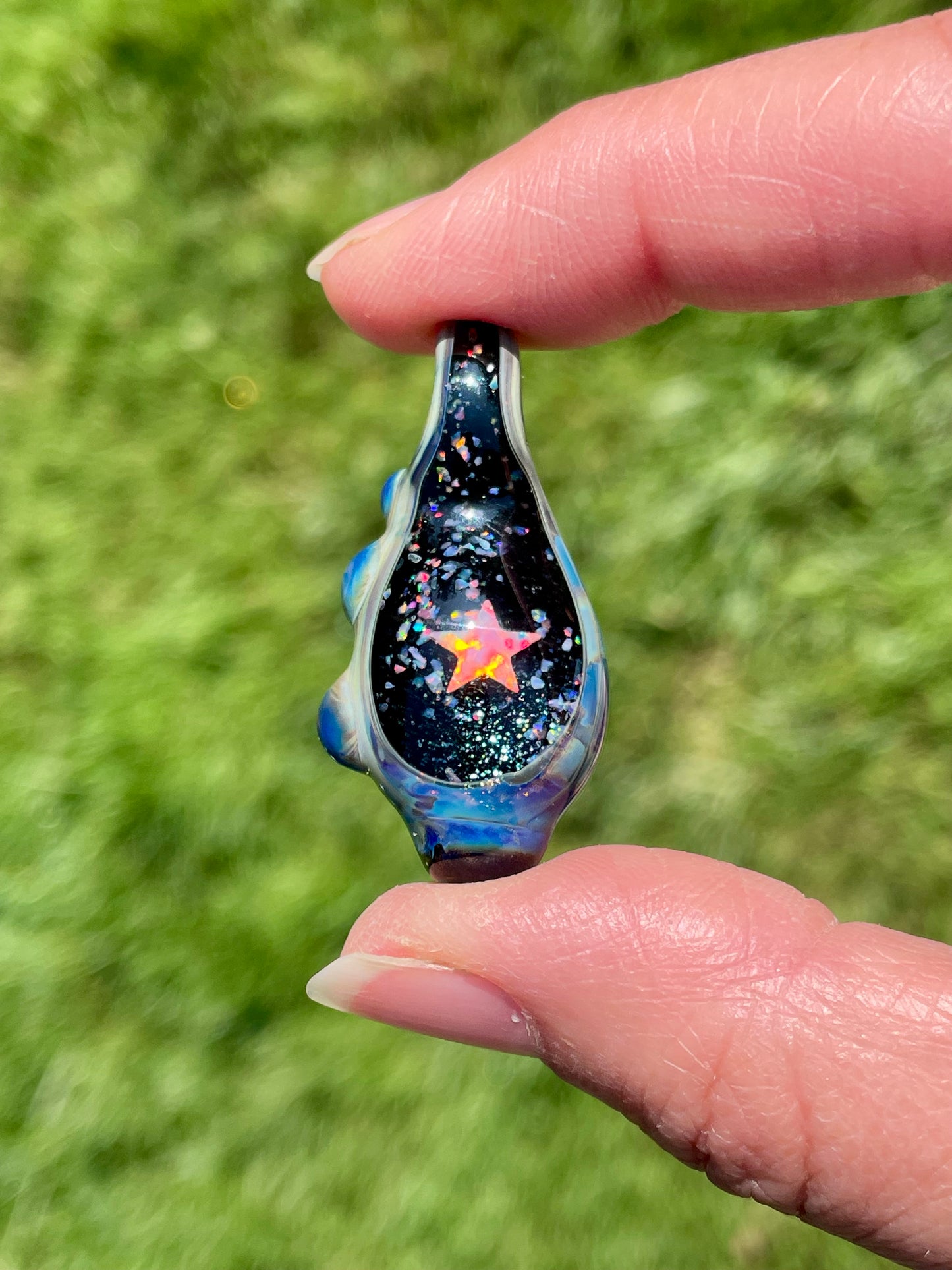 Star Pendant Necklace, Small Glass Pendant, Night Sky Pendant, Northern Lights Space Pendant, Star Necklace, Unique Hanukkah Gift Ideas
