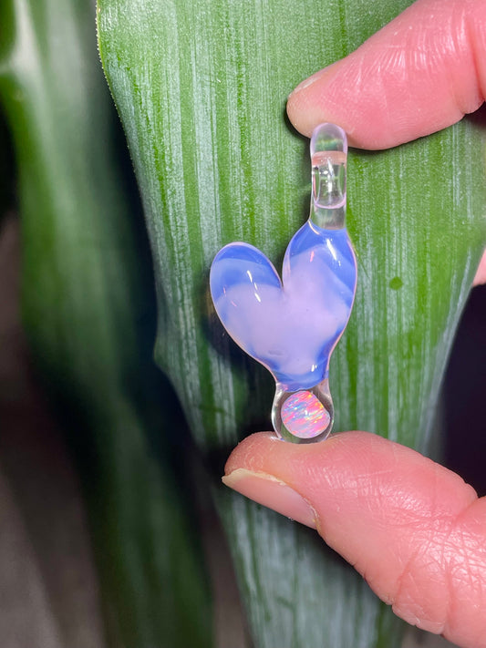 Small Glass Heart Opal Pendant Necklace, Simple Heart Jewelry, Birthday Gift, Anniversary Gift for wife, Mothers Day Gift, Floating Heart