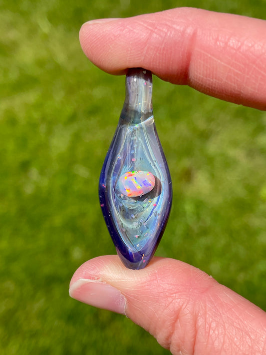 Handmade Beautiful Opal Necklace, Small Glass Pendant, Gemstone Jewelry, Mystical Pendant for her, Unique Birthday Gift, Gift for Graduate