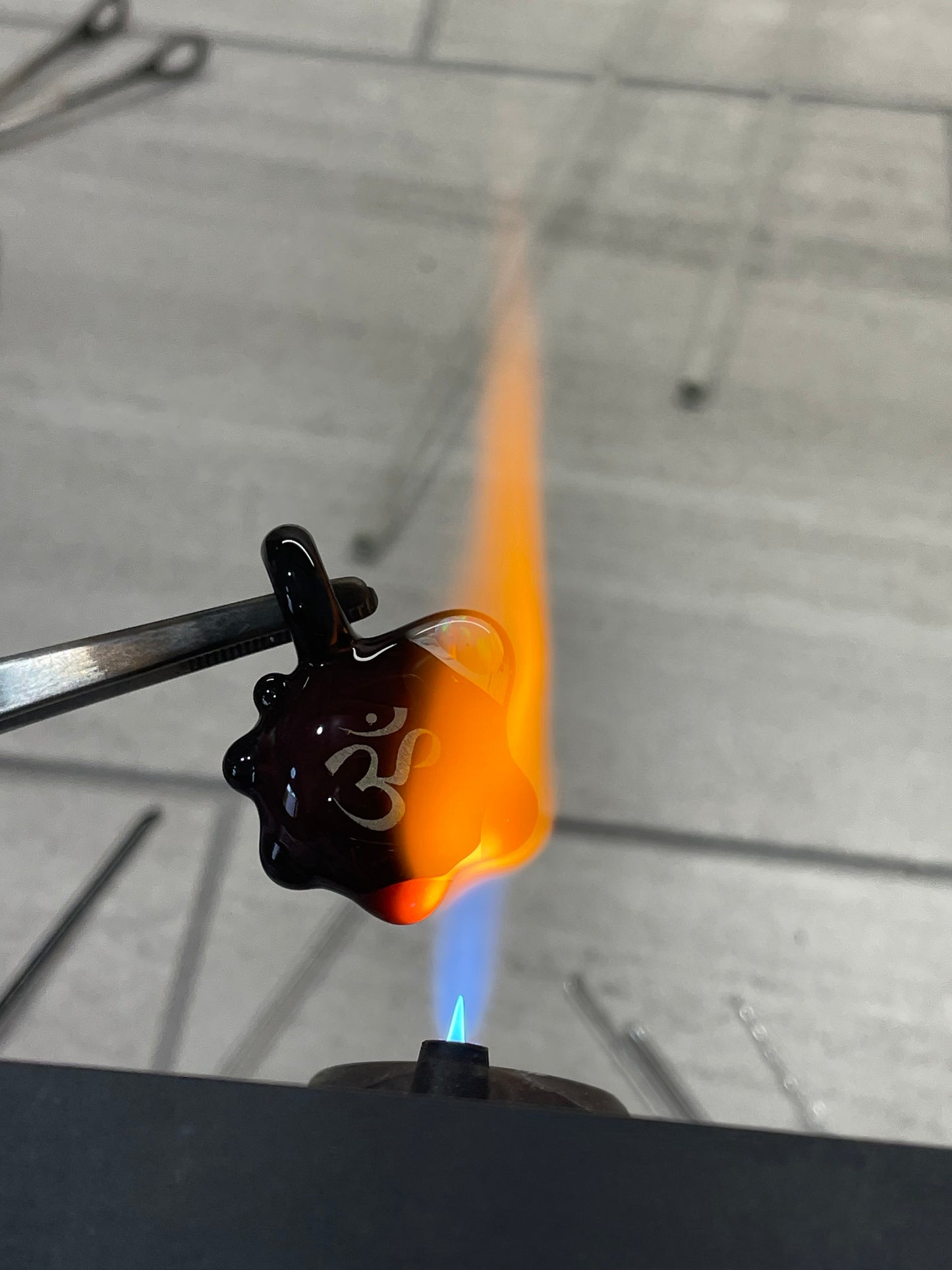 Aum Pendant Necklace for him, Om Meditation Necklace, Blown Glass Dichroic Necklace, Birthday gift for brother, Yoga Necklace, Namaste Gift