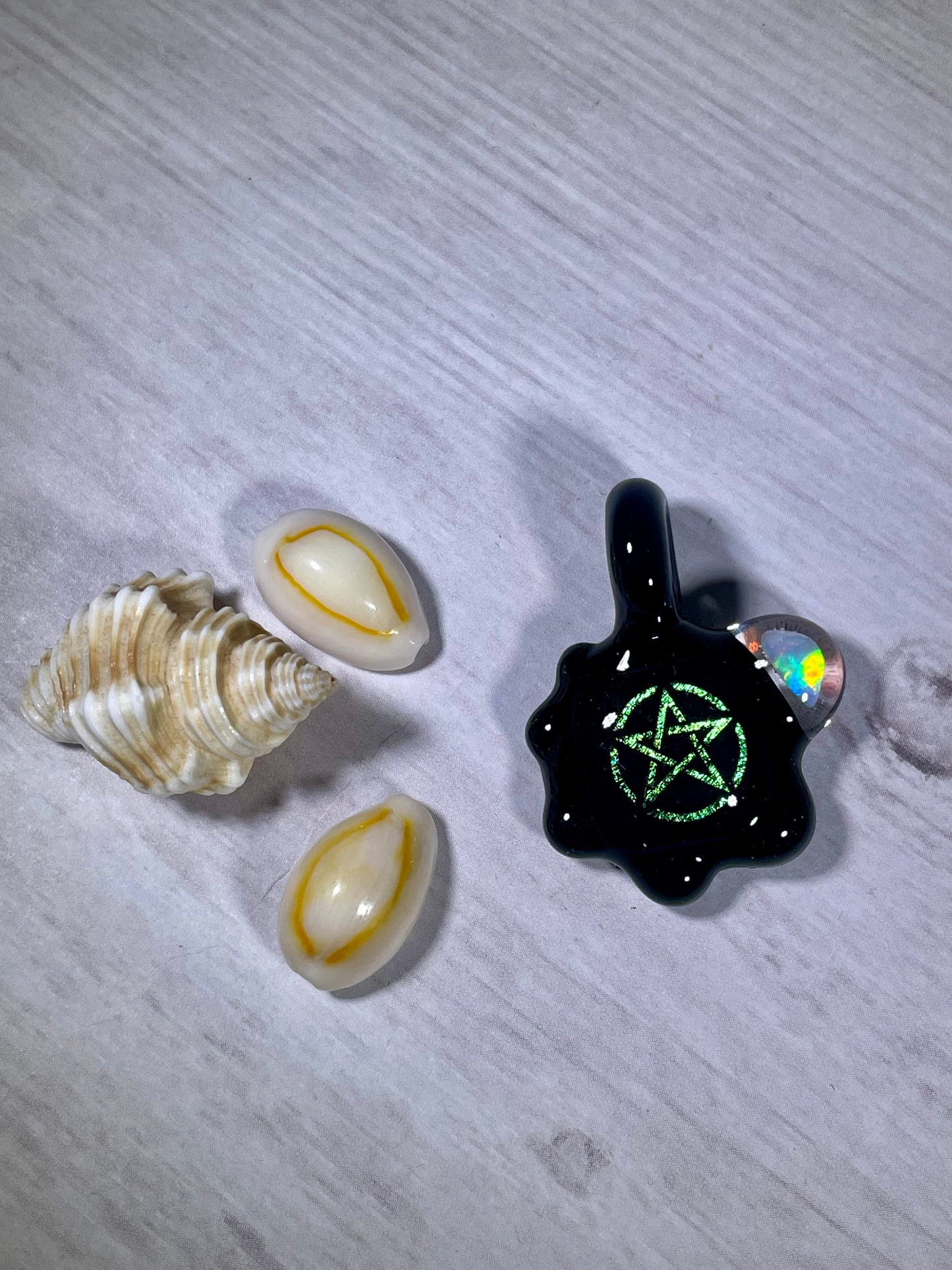 Unique Small Glass Pendant, Pentacle Necklace, Five Pointed Star Pendant, Wiccan Jewelry for sister, Pentagram Talisman Necklace for her