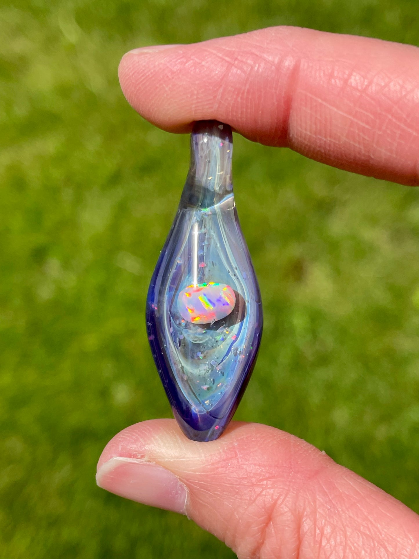 Handmade Beautiful Opal Necklace, Small Glass Pendant, Gemstone Jewelry, Mystical Pendant for her, Unique Birthday Gift, Gift for Graduate