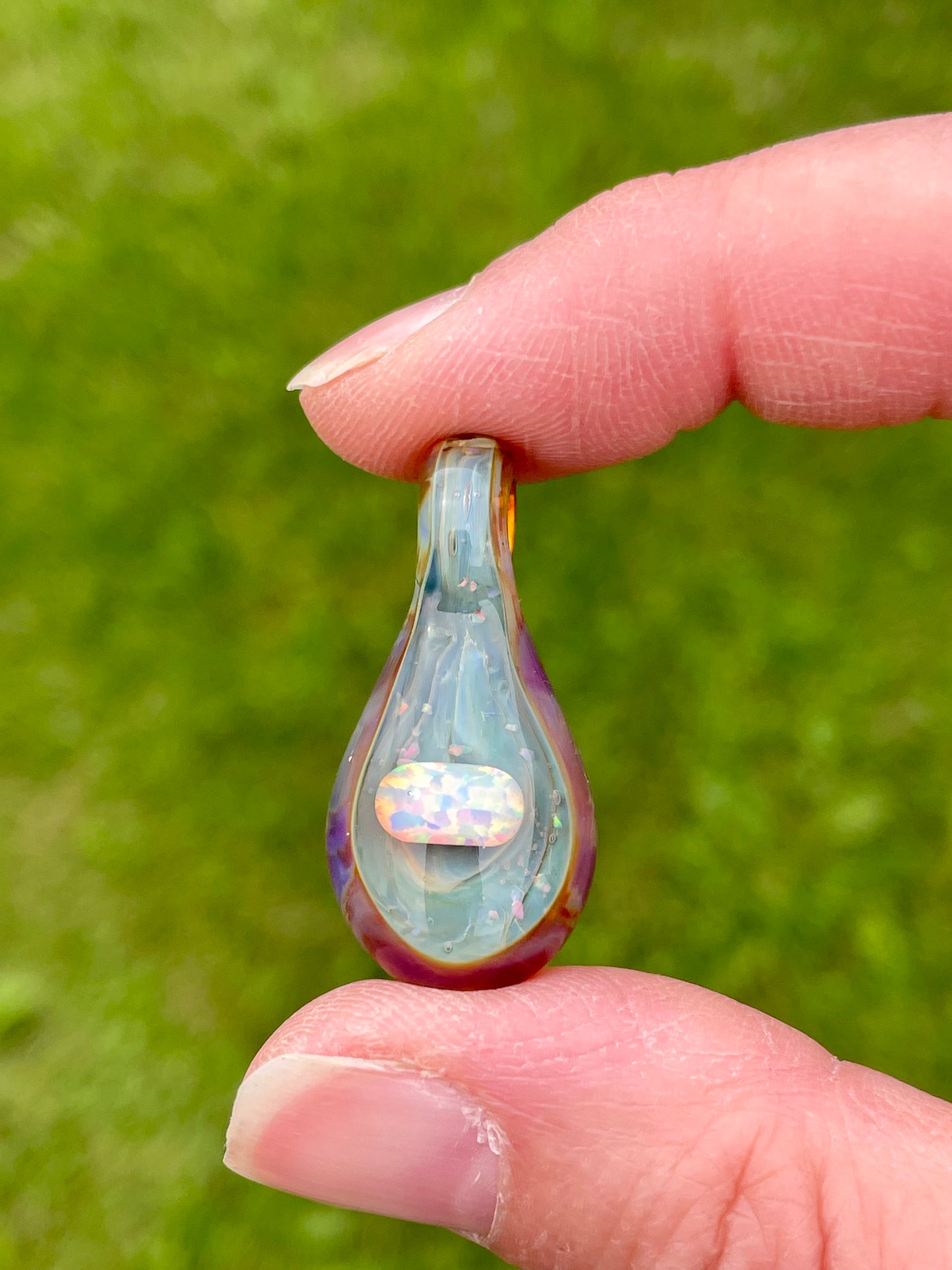 Handmade Beautiful Opal Necklace, Small Glass Pendant, Gemstone Jewelry, Mystical Pendant, Unique Birthday Gift, Mothers Day Gift for Her