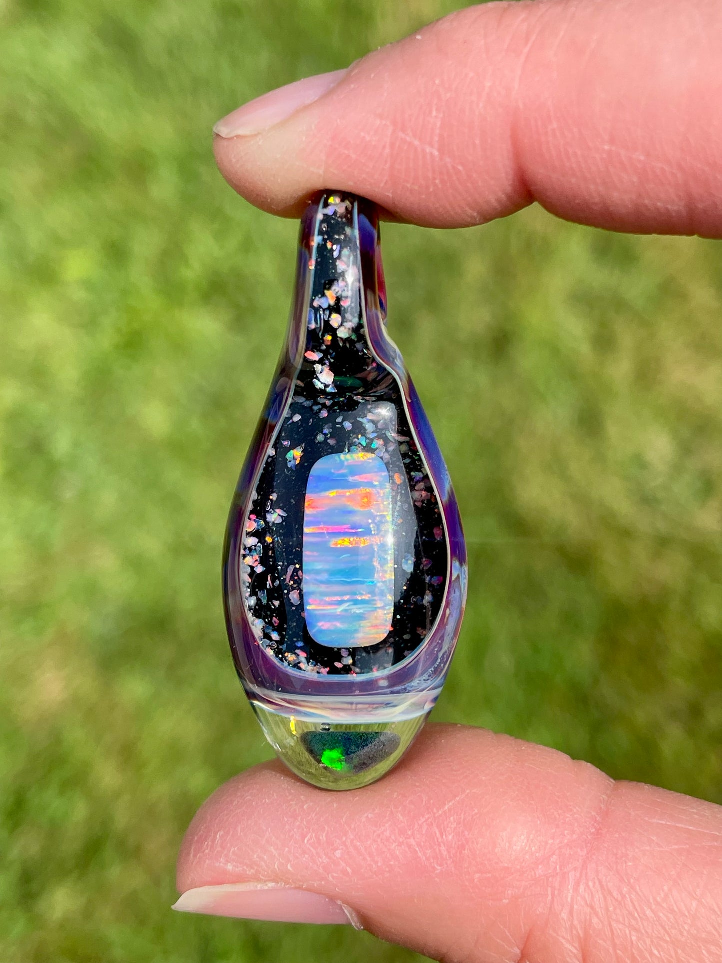 Handmade Glass Opal Pendant Necklace, One of a Kind Opal Pendant, Gemstone Jewelry, Anniversary Gift, Birthday Gift, Mothers Day Gift Idea