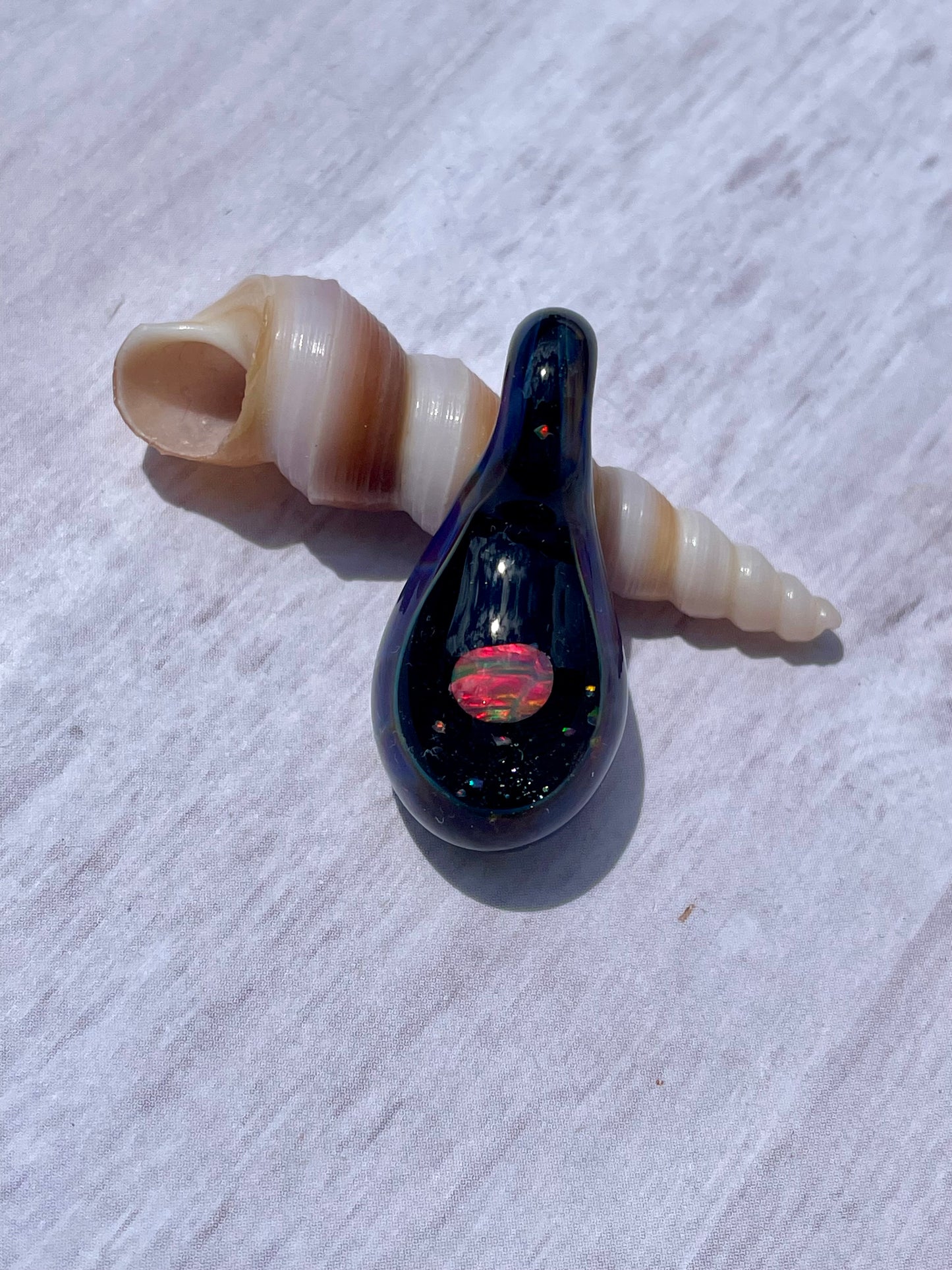 Small Glass Opal Pendant Necklace, Gemstone Jewelry, Handmade Galaxy Pendant, Mothers Day Gift for her, One of a Kind Birthday Gift Idea