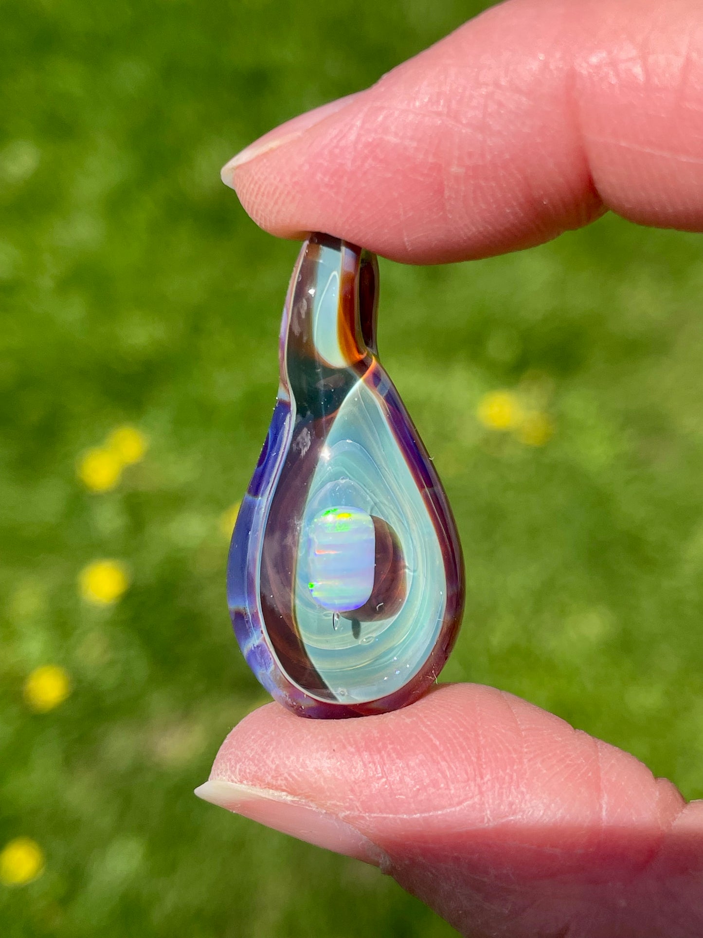 Handmade Beautiful Opal Necklace, Small Glass Pendant, Gemstone Jewelry, Mystical Pendant, Unique Birthday Gift, Mothers Day Gift for Her