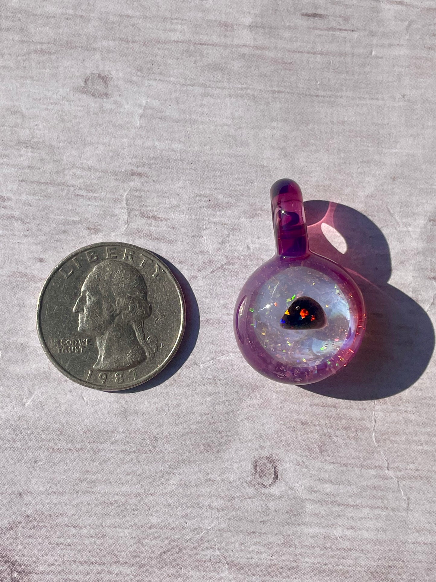 Small Glass Opal Pendant, Floating Opal, Lampwork Focal Bead, Mini Opal Necklace, Easter Gift, Unique Birthday Gift, Mothers Day Gift Idea