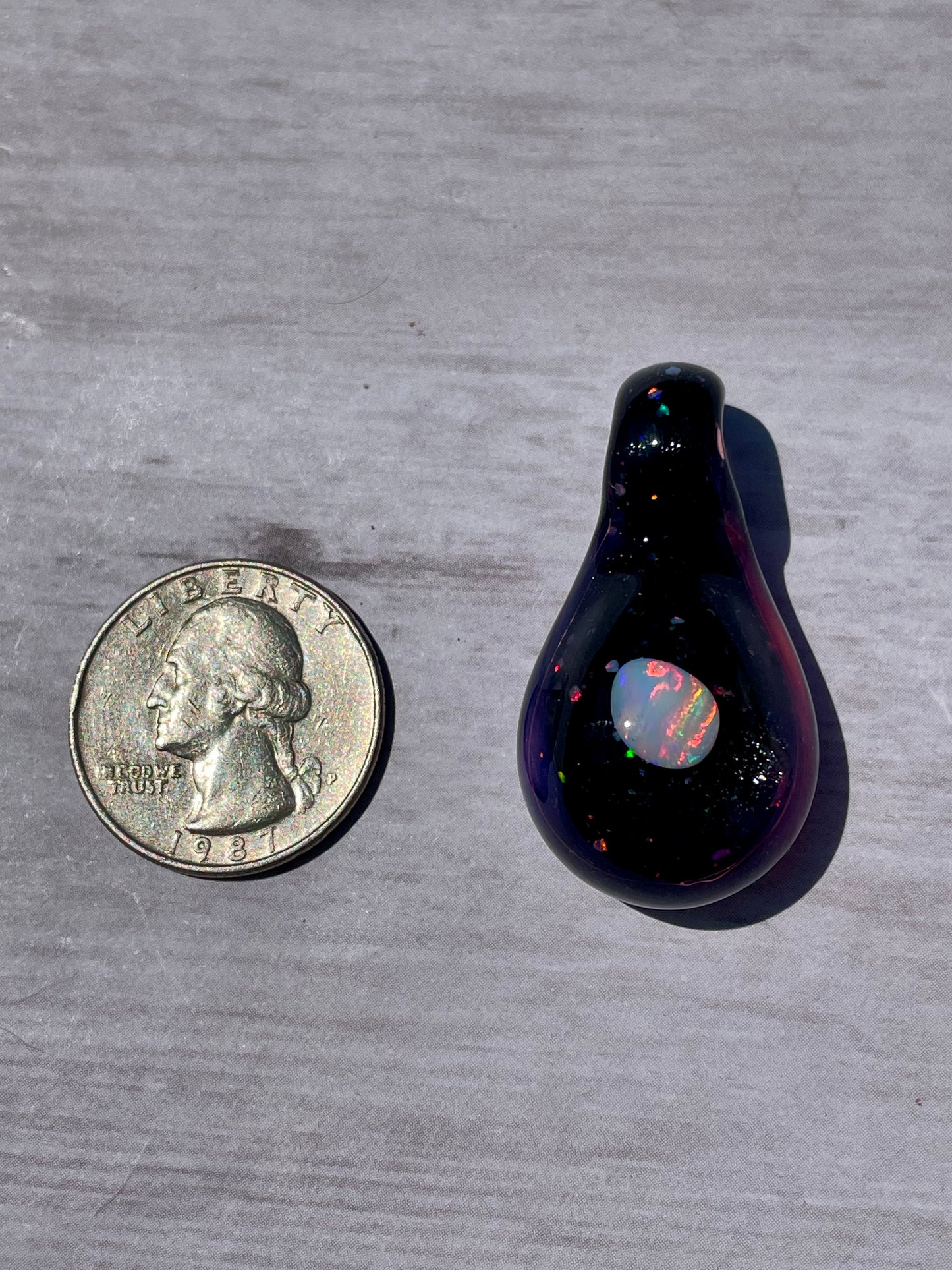 Small Glass Opal Pendant, Unique Glass Pendant, Opal Necklace, Galaxy Pendant, gift for daughter, Gift for Graduate, October Birthday Gift