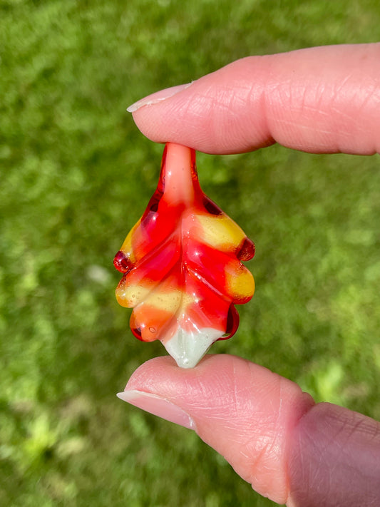 Small Glass Pendant, Fall Leaf Opal Necklace, birthday gift for daughter, botanical jewelry for women, green thumb gardener gift for mom