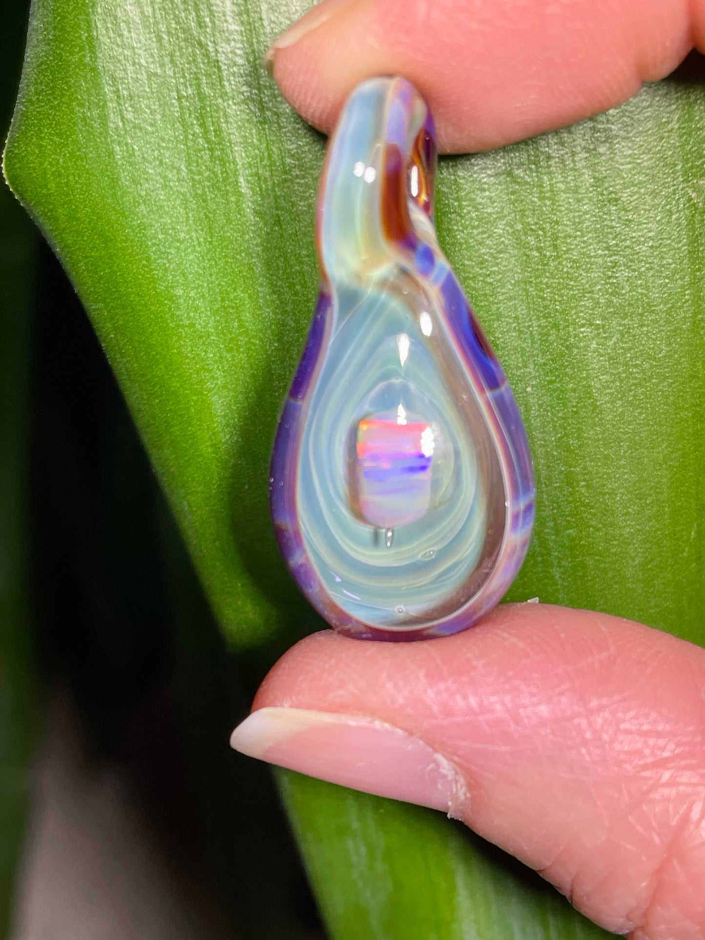 Handmade Beautiful Opal Necklace, Small Glass Pendant, Gemstone Jewelry, Mystical Pendant, Unique Birthday Gift, Mothers Day Gift for Her