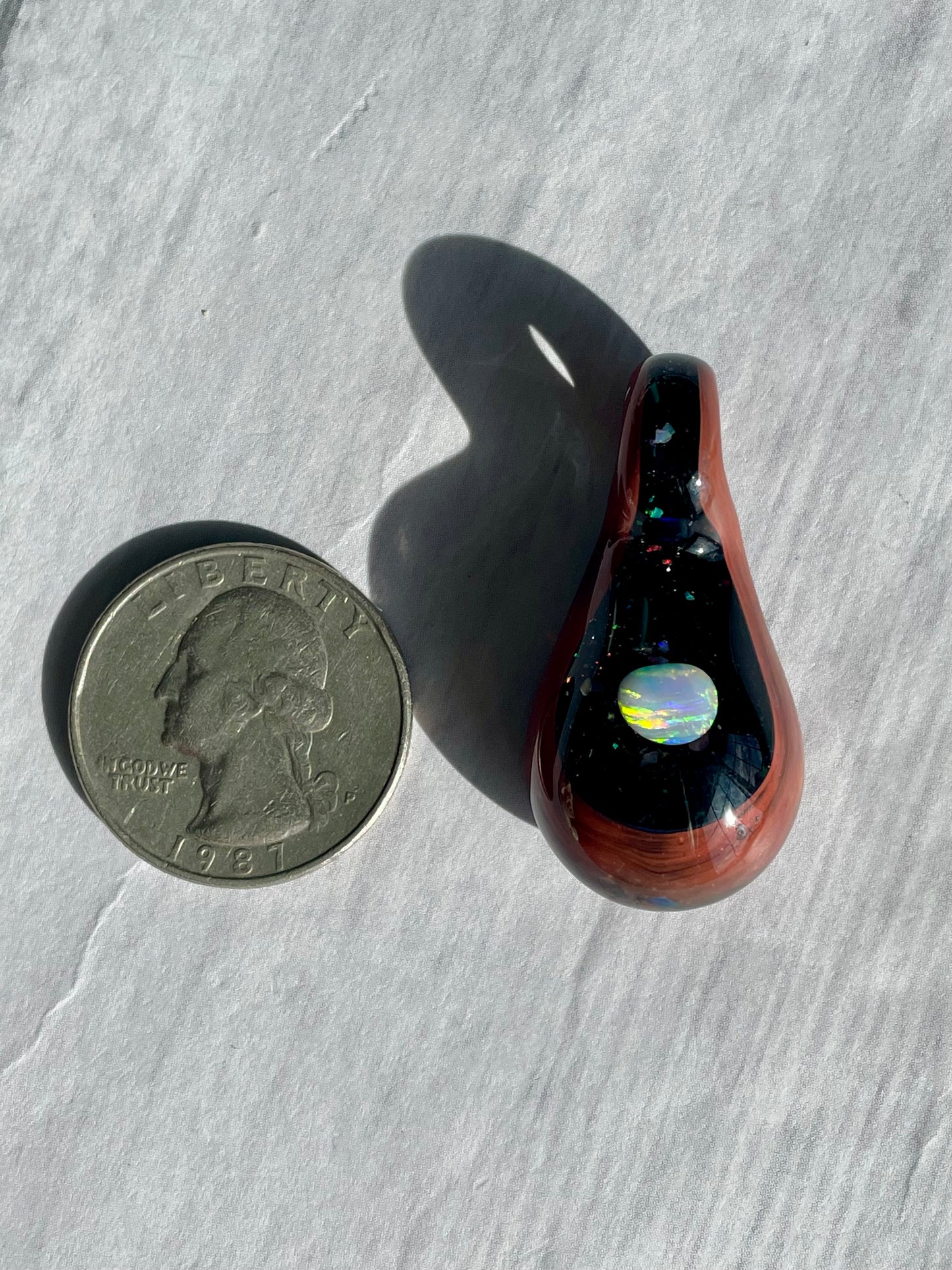 Small Glass Opal Pendant, Unique Glass Pendant, Opal Necklace, Galaxy Pendant Gift for daughter, Valentines Day Gift, Birthday Gift Idea