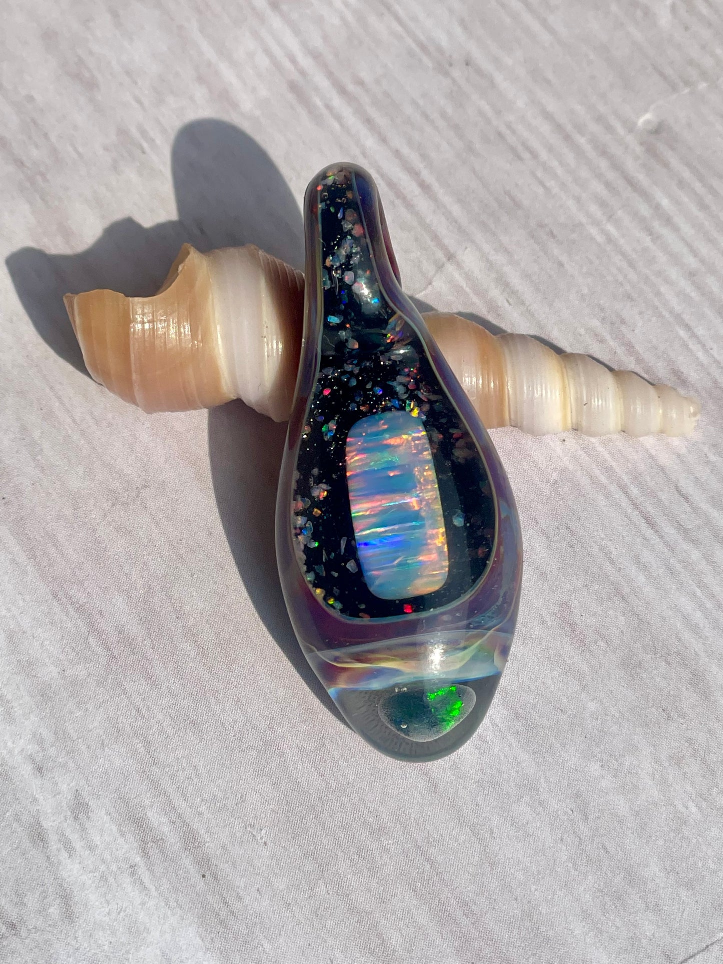 Handmade Glass Opal Pendant Necklace, One of a Kind Opal Pendant, Gemstone Jewelry, Anniversary Gift, Birthday Gift, Mothers Day Gift Idea